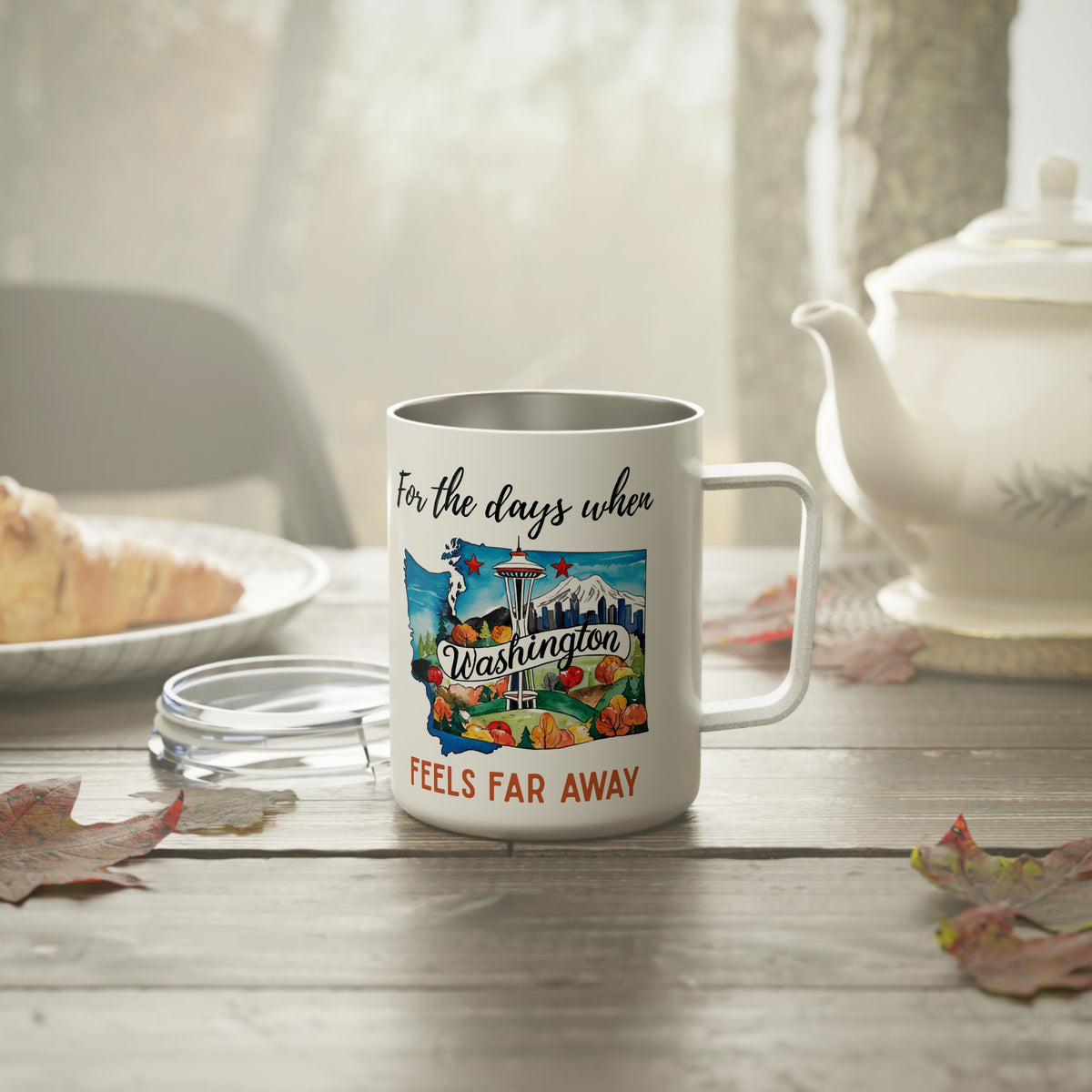 Washington feels far away Insulated Coffee Mug, Missing Washington Coffee tumbler, Homesick Mug
