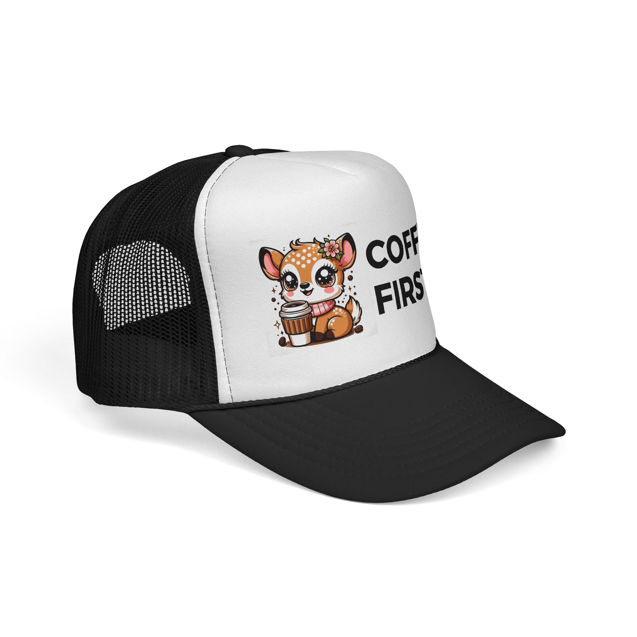 Coffee First Trucker Cap - Cute Animal Hat for Coffee Lovers, Adjustable Sun Hat, Gift for Baristas, Everyday Casual Wear, Fun [...]