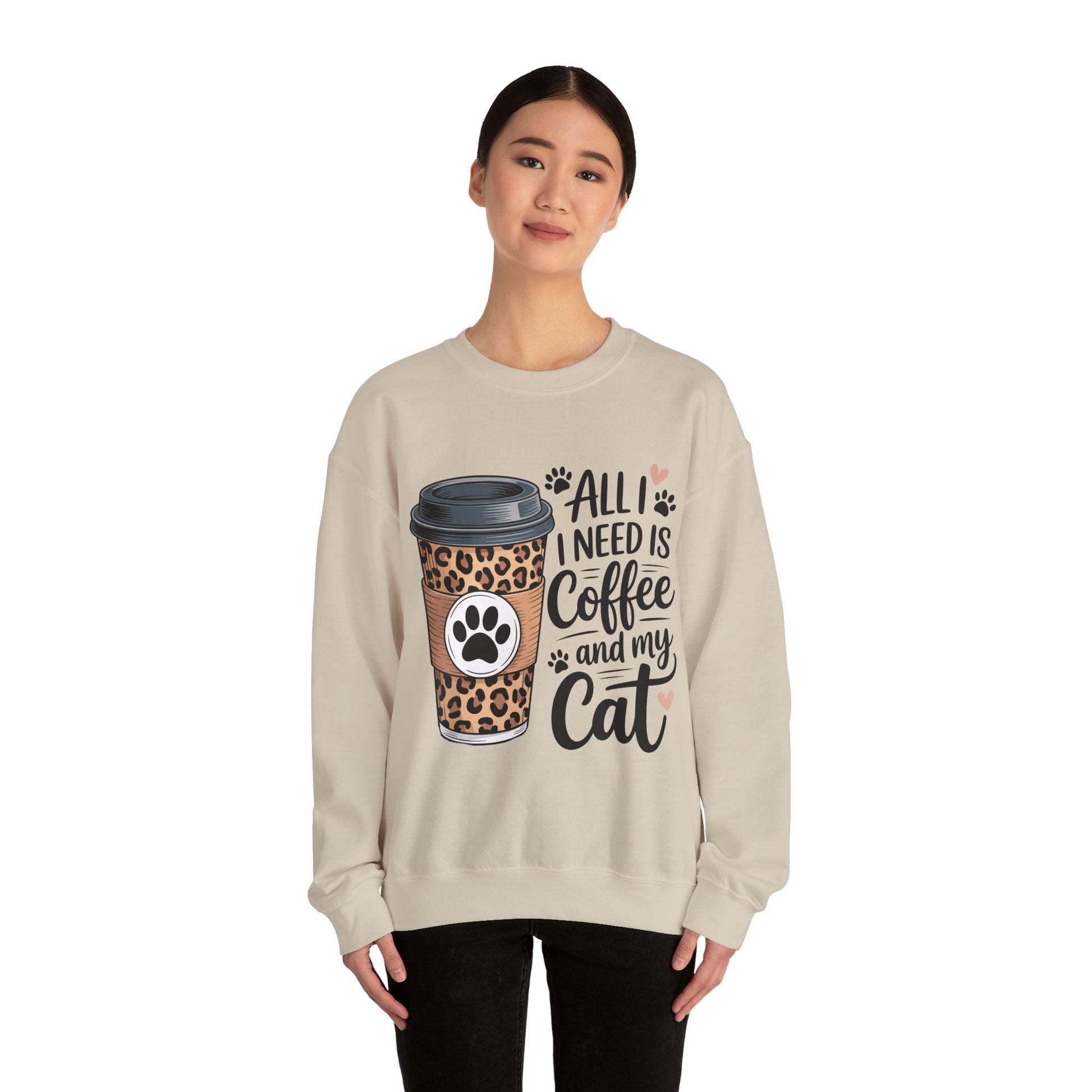Coffee & Cat Lover Sweatshirt, Animal Lover Crewneck, All I need is Coffee and my cat Sweatshirt
