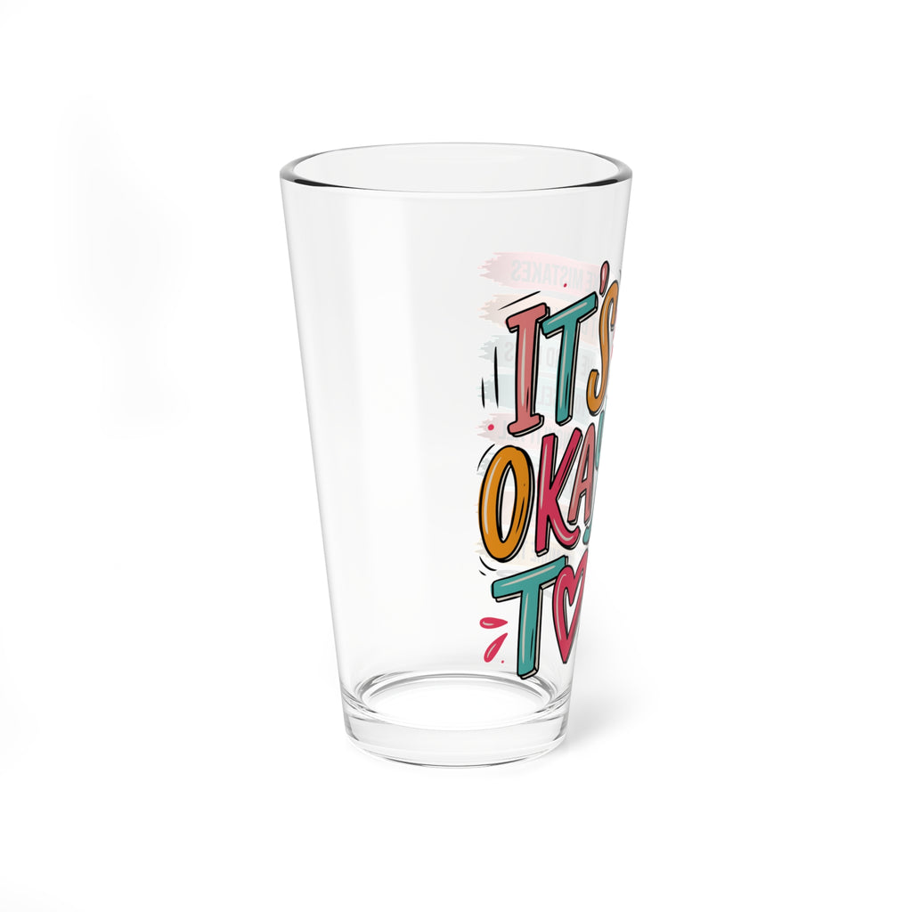 It's okay to make mistakes glass cup, Positive affirmation iced coffee glass, Mental health awareness gift
