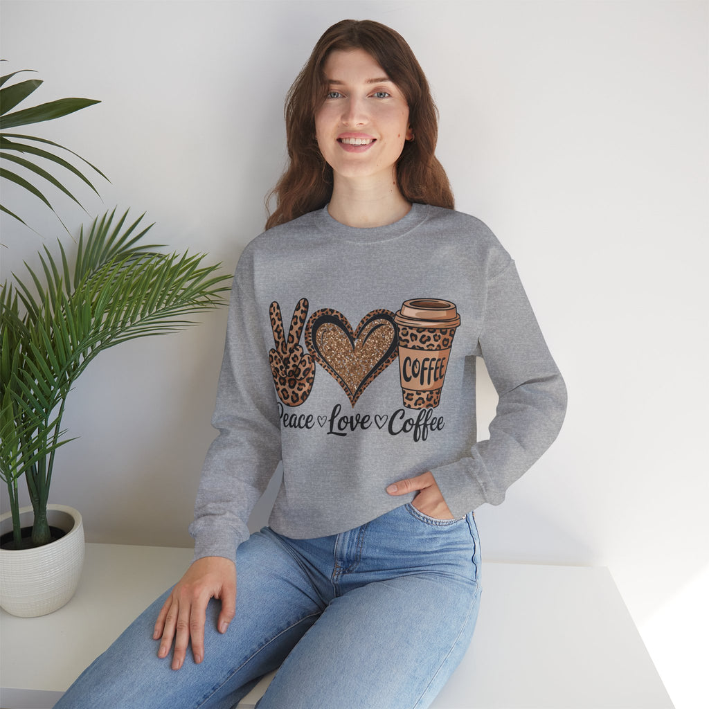 Peace Love Coffee Graphic Sweatshirt, Gift for Coffee Lovers