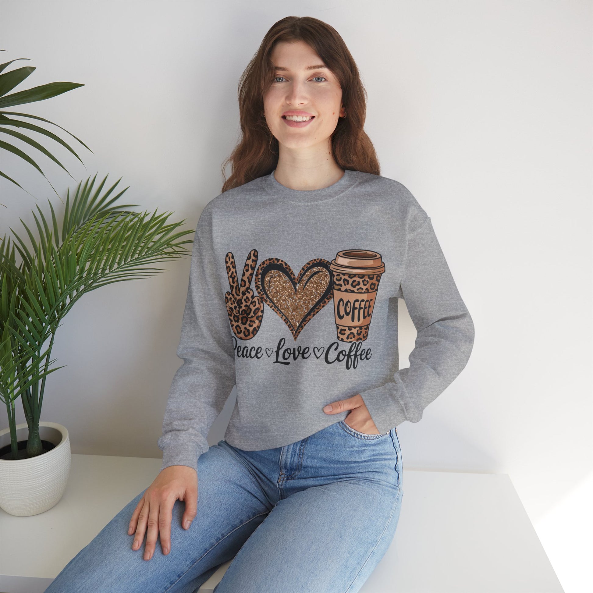 Peace Love Coffee Graphic Sweatshirt, Gift for Coffee Lovers