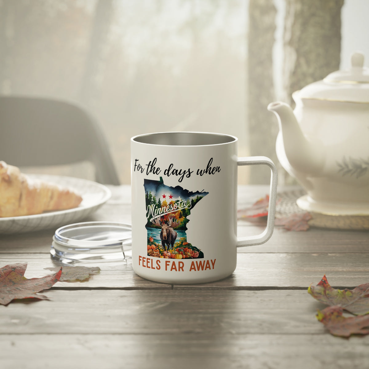 Minnesota feels far away Insulated Coffee Mug, Missing Minnesota Coffee tumbler, Homesick Mug