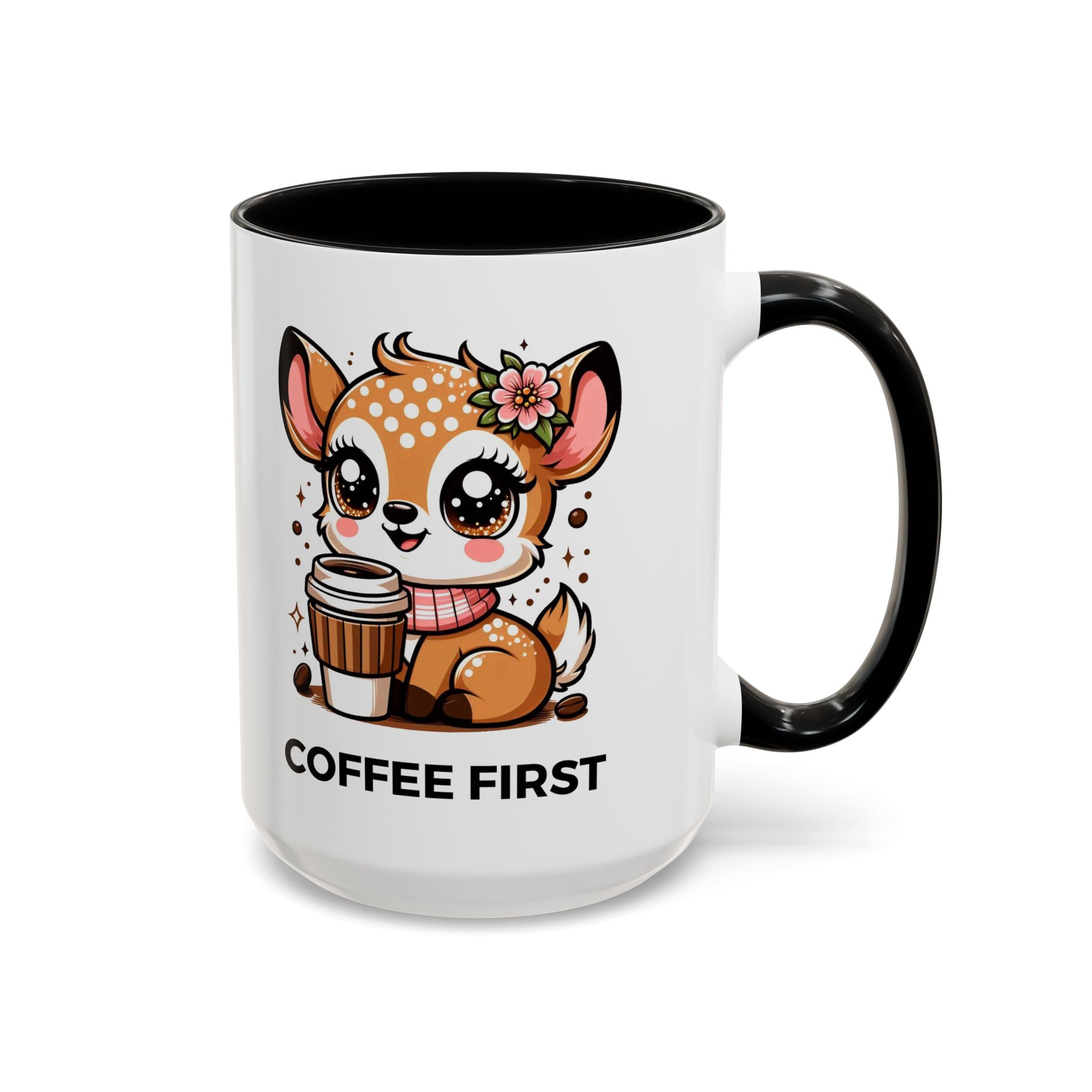Cute Coffee Mug, Coffee First, Animal Lover Gift, Kawaii Mug, Adorable Animal Coffee Cup