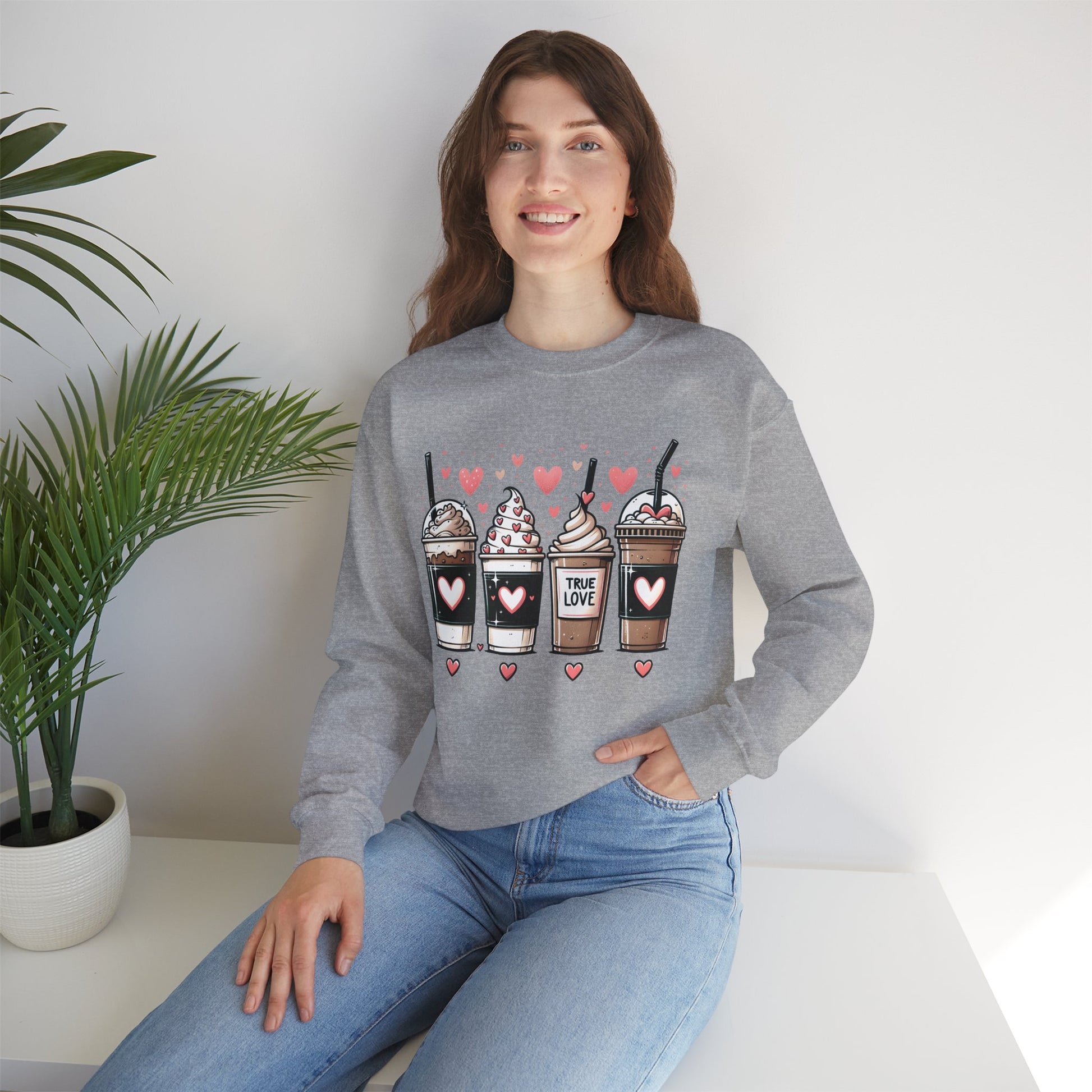 True Love Coffee Lovers Sweatshirt, Coffee Lovers Unisex Heavy Blend™ Crewneck Sweatshirt