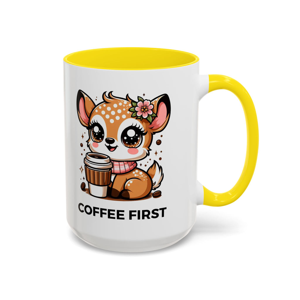 Cute Coffee Mug, Coffee First, Animal Lover Gift, Kawaii Mug, Adorable Animal Coffee Cup