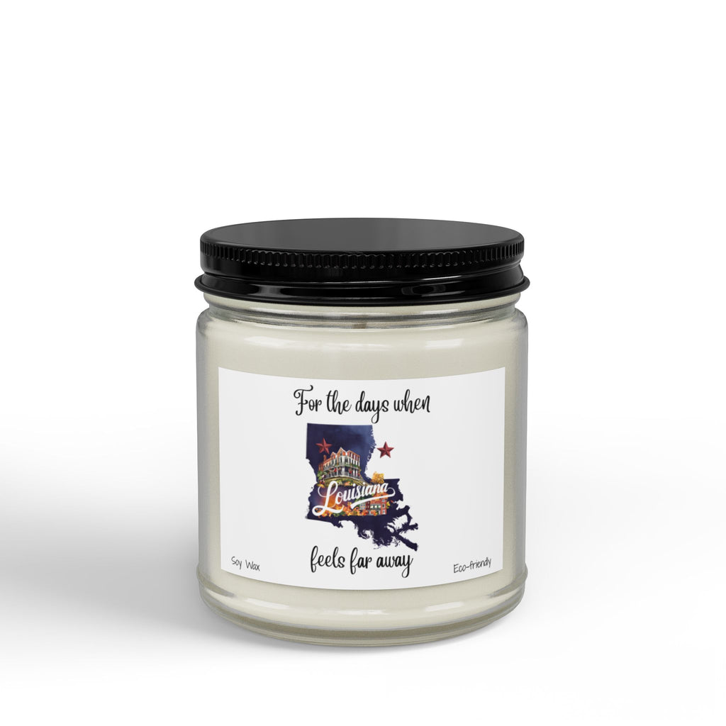 For the days when Louisiana feels far away, Homesick Louisiana Gift, State Candle,Souvenir, Scented Soy Candles Black Lid, Eco-friendly Gift
