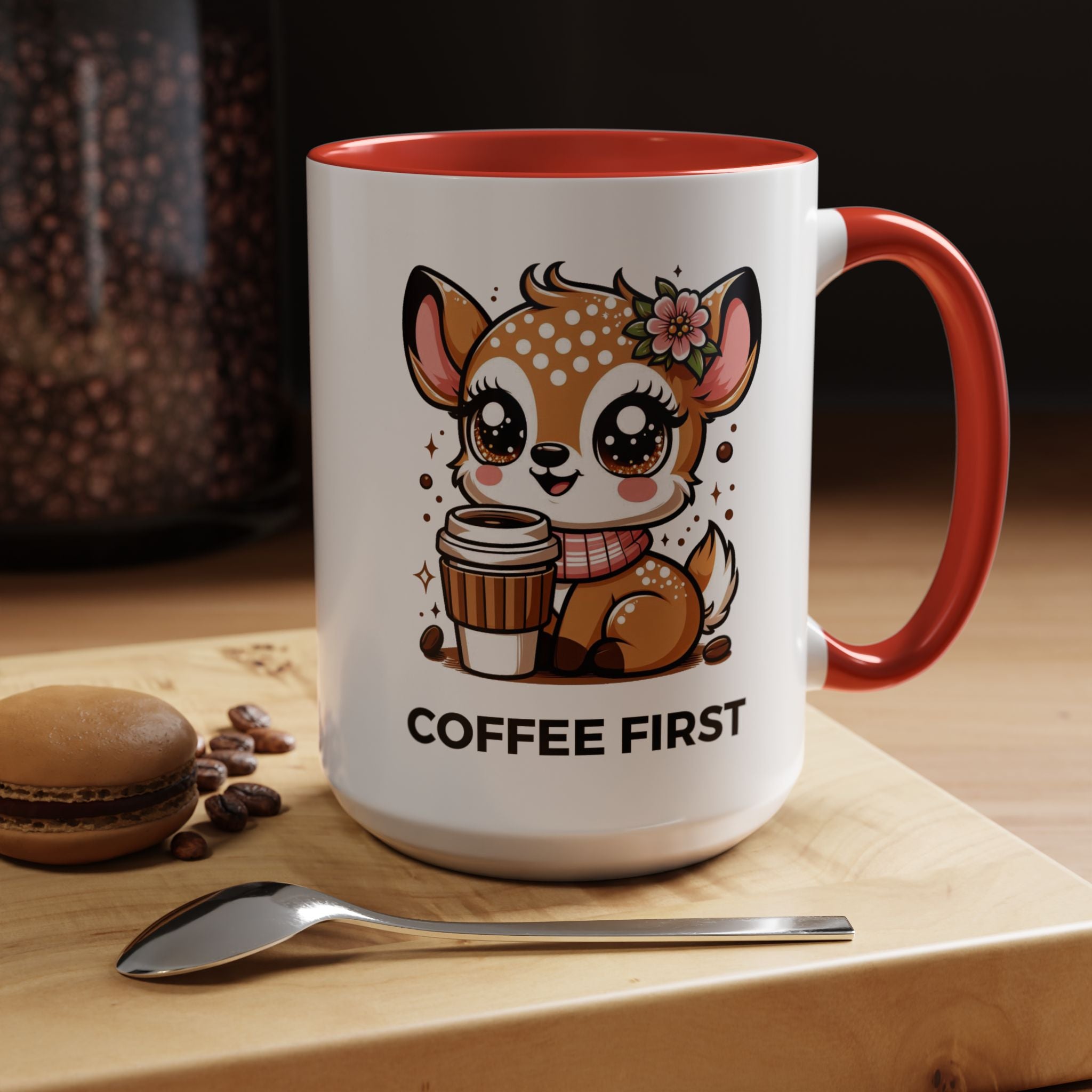 Cute Coffee Mug, Coffee First, Animal Lover Gift, Kawaii Mug, Adorable Animal Coffee Cup