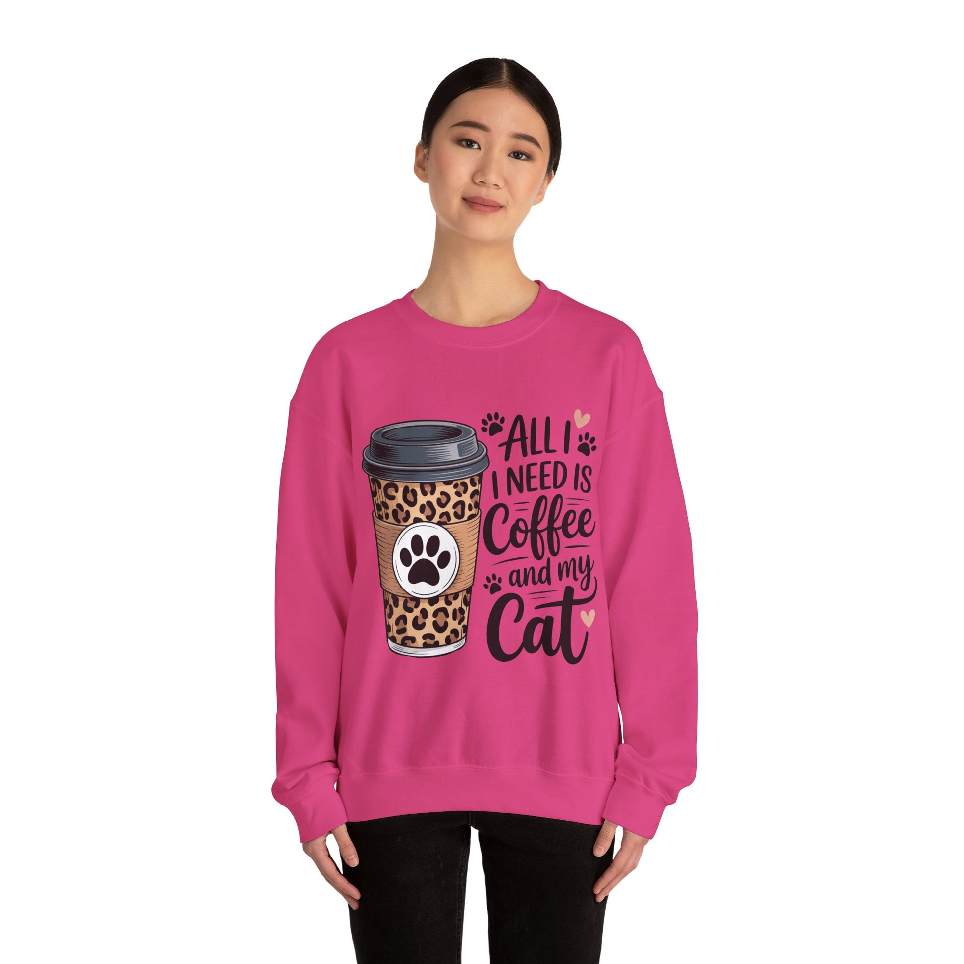 Coffee & Cat Lover Sweatshirt, Animal Lover Crewneck, All I need is Coffee and my cat Sweatshirt