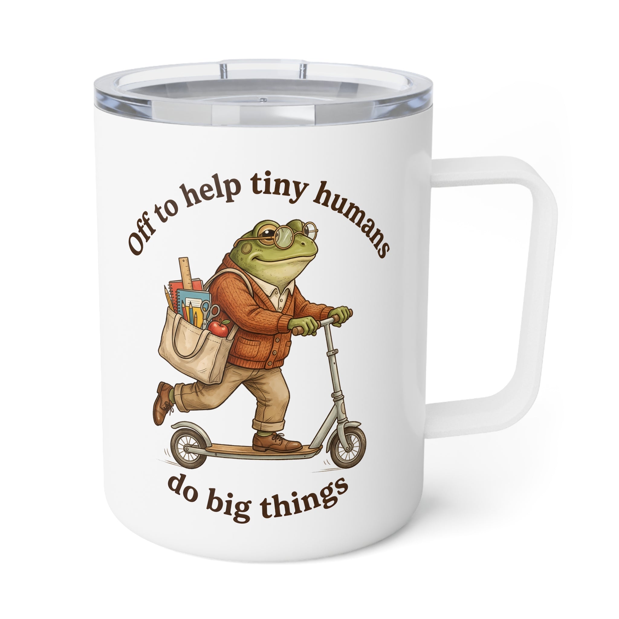 Off to help Tiny Humans do Big Things Insulated Coffee Mug, Teacher Travel Mug