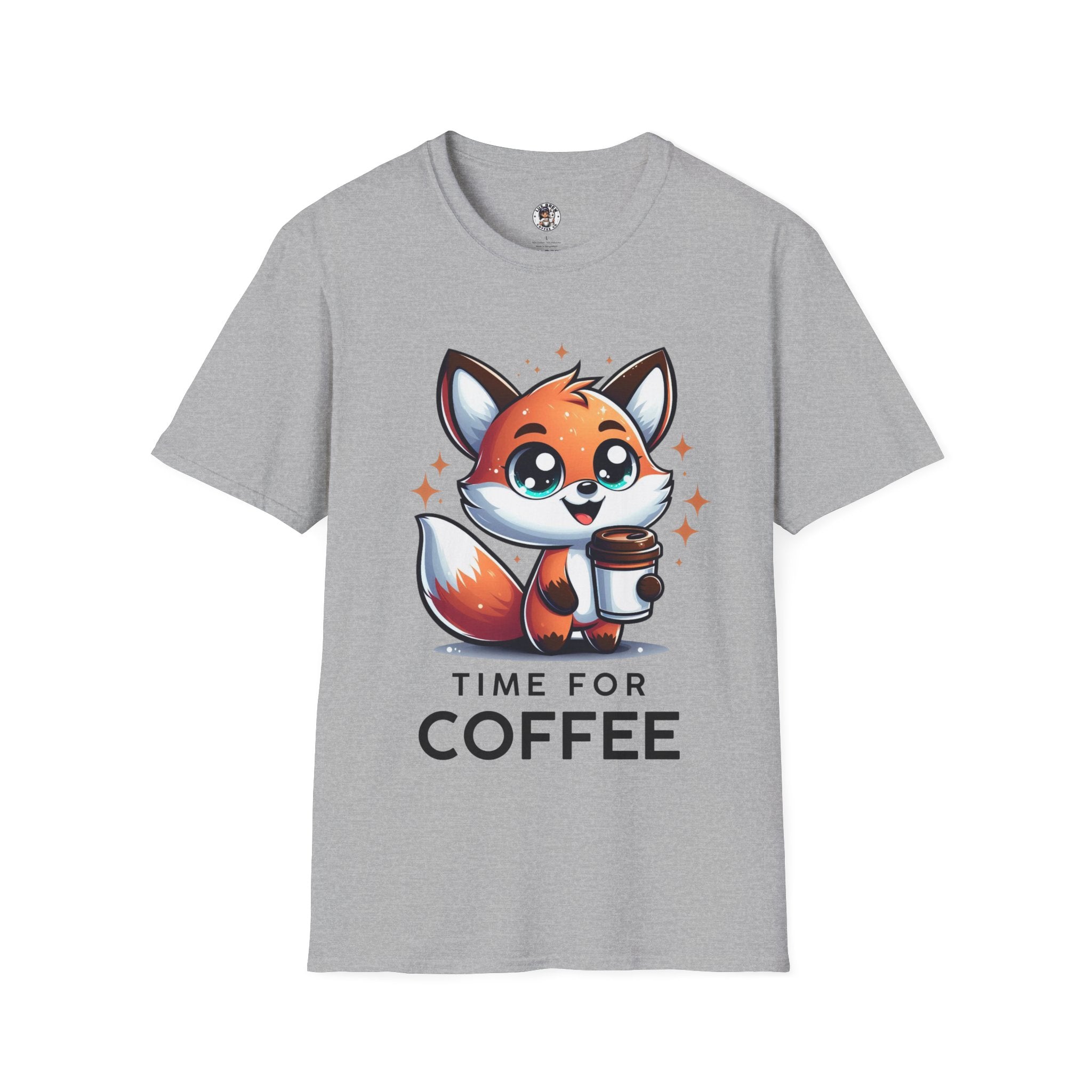 Time For Coffee Cute Fox Unisex Softstyle T-Shirt