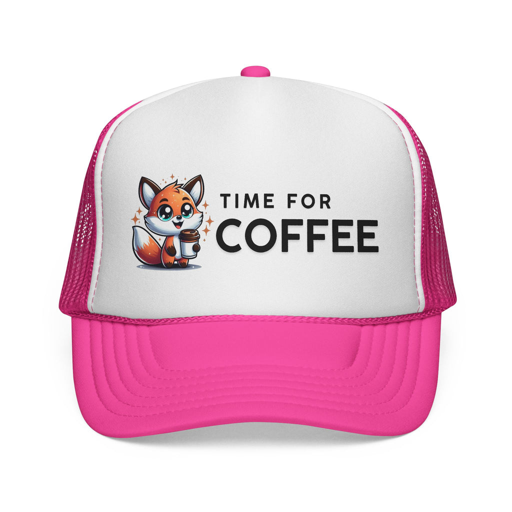 Time for Coffee Trucker Cap – Fun Fox Design | Perfect Gift for Coffee Lovers, Outdoor Adventures, Birthdays, Friends, Casual Style