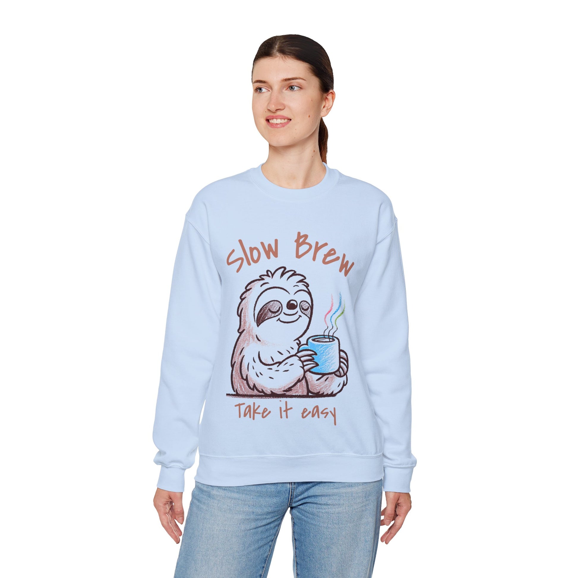 Slow Brew take it easy Sweatshirt, Coffee Lovers Unisex Heavy Blend™ Crewneck Sweatshirt