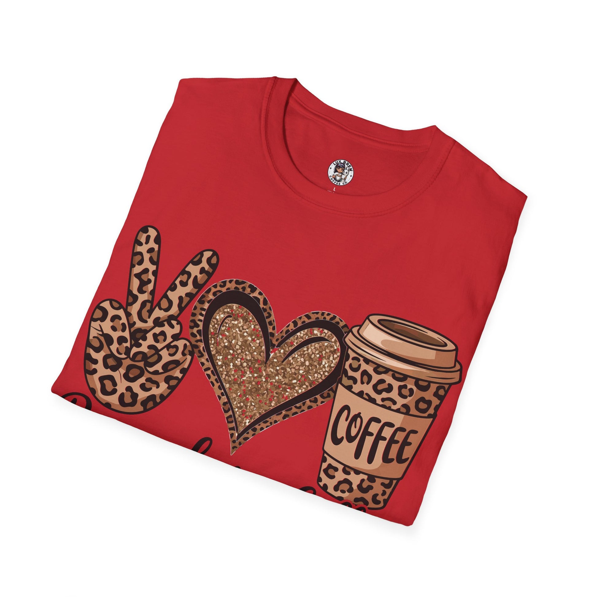 Peace Love Coffee Graphic T-Shirt, Trendy Casual Tee, Perfect Gift for Coffee Lovers
