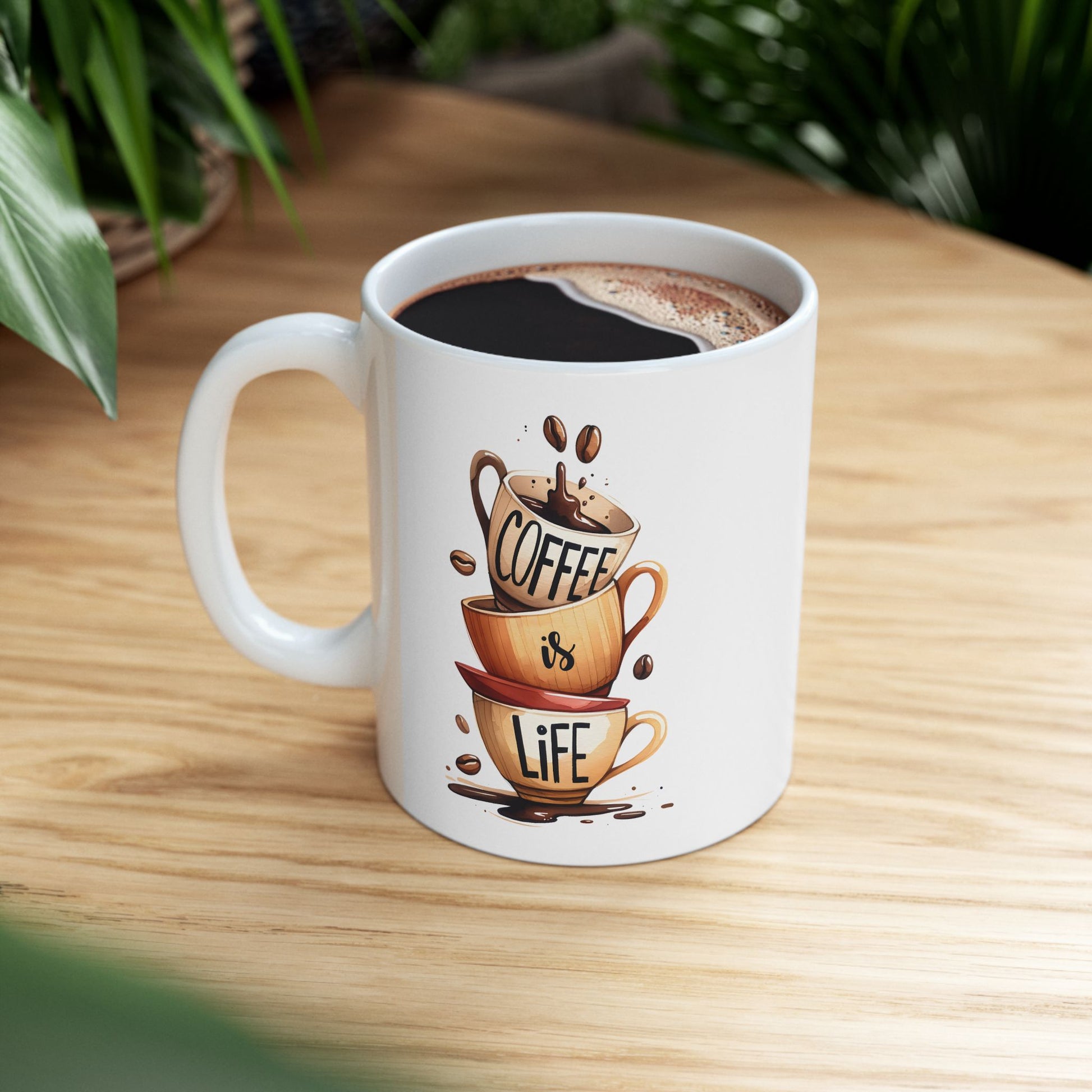 Cozy Coffee Lover's Ceramic Mug, Coffee is my Life Coffee Mug 11oz