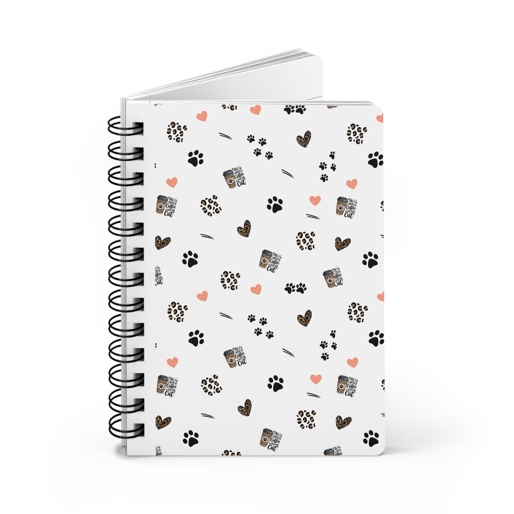 All I need is Coffee and my cat Journal, Cute Animal Print Spiral Bound Journal, Cute Notebook, Writing Journal