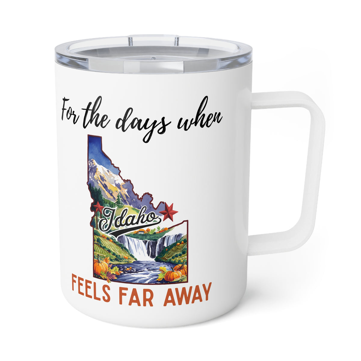 Idaho feels far away Insulated Coffee Mug, Missing Idaho Coffee tumbler, Homesick Mug