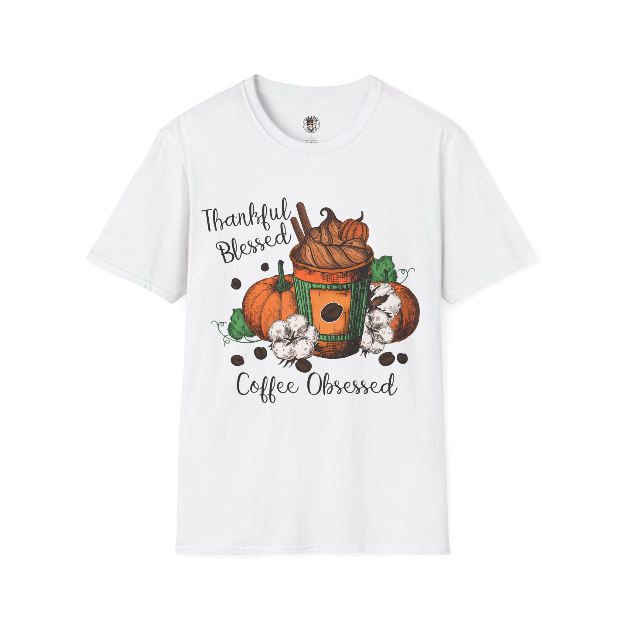 Thankful & Coffee Obsessed T-Shirt, Autumn Apparel, Gift for Coffee Lovers, Fall Tee, Unisex Style, Thanksgiving Fashion