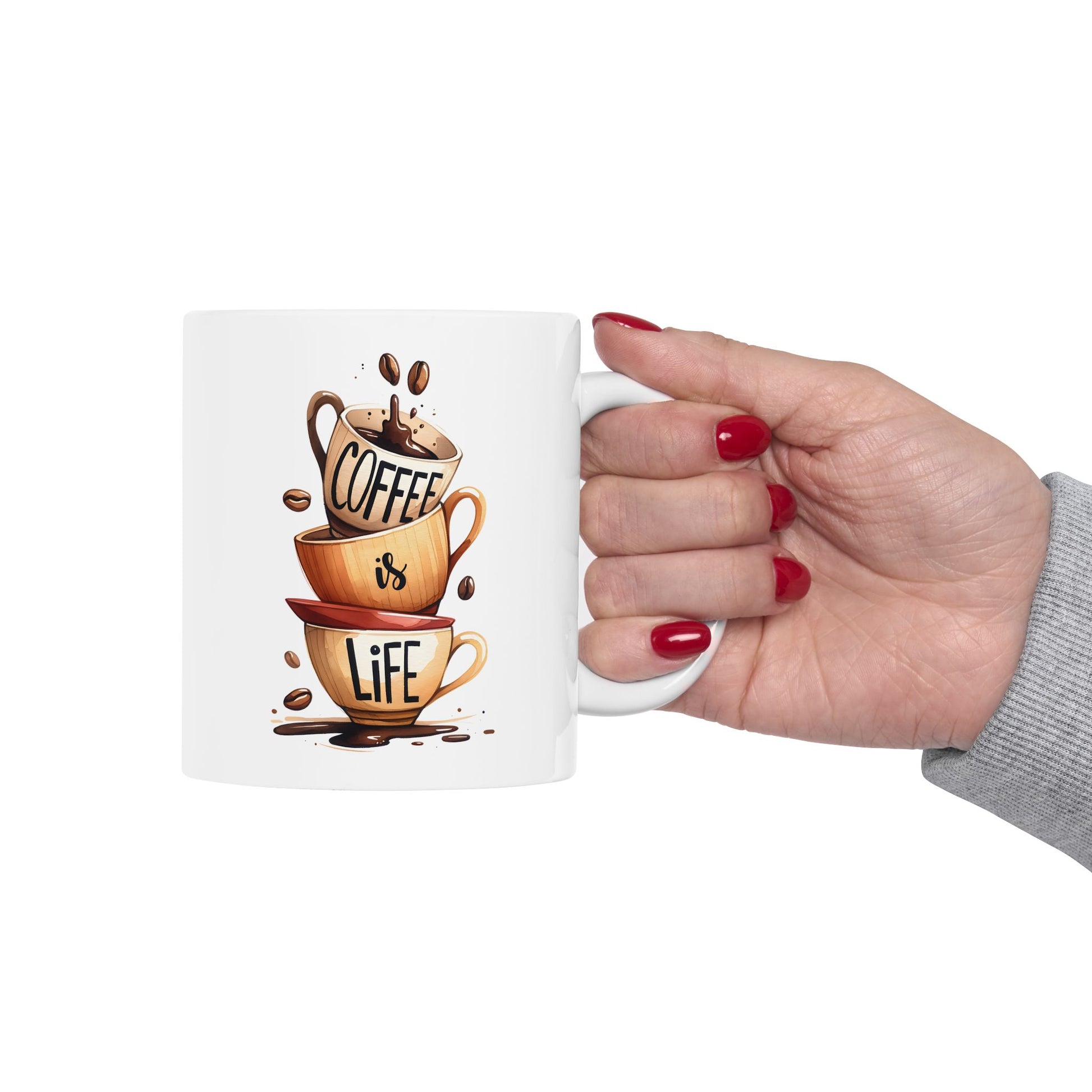 Cozy Coffee Lover's Ceramic Mug, Coffee is my Life Coffee Mug 11oz