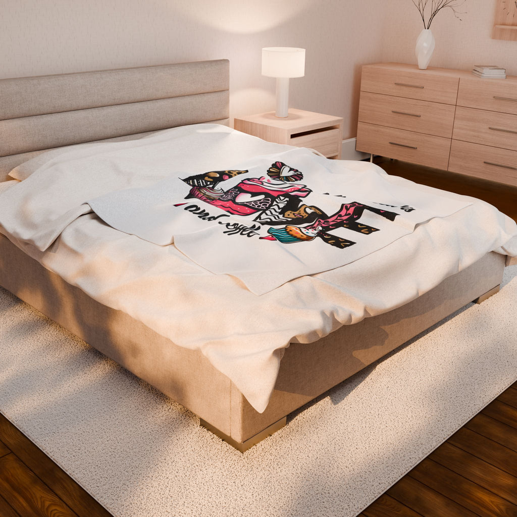 All you need is Love and Coffee Velveteen Plush Blanket, Coffee Lovers Plush Blanket