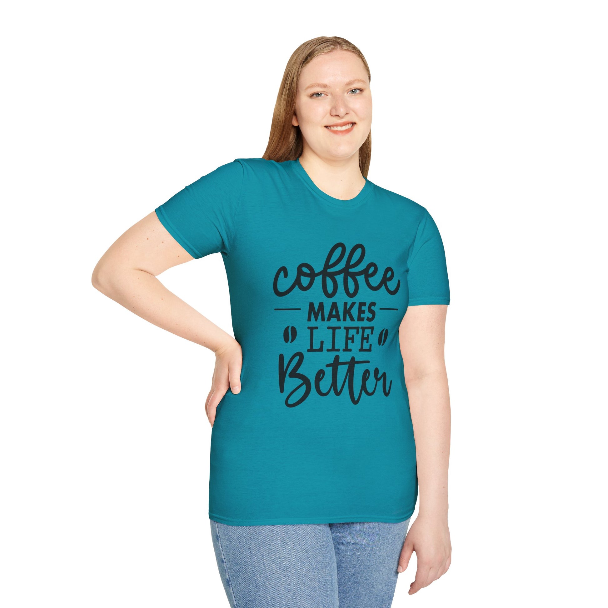 Coffee makes Life Better T-Shirt, Coffee Lovers Unisex Softstyle T-Shirt