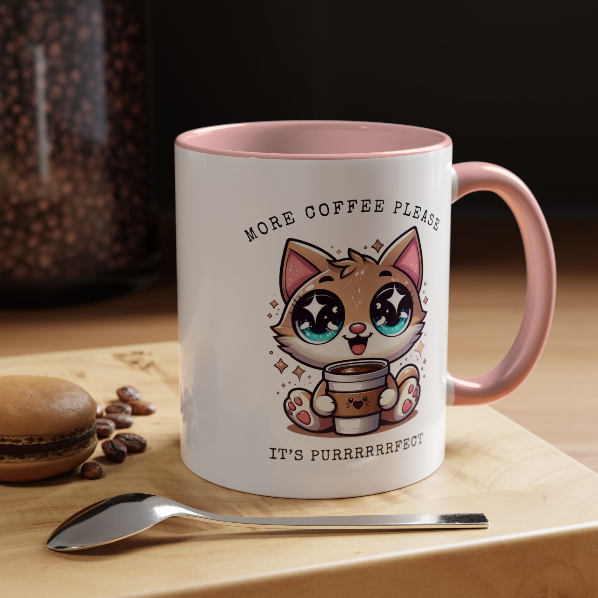 Cute Cat Coffee Mug - More Coffee Please, Adorable Gift for Cat Lovers, Fun Kitchen Decor, Perfect for Birthdays or Holidays