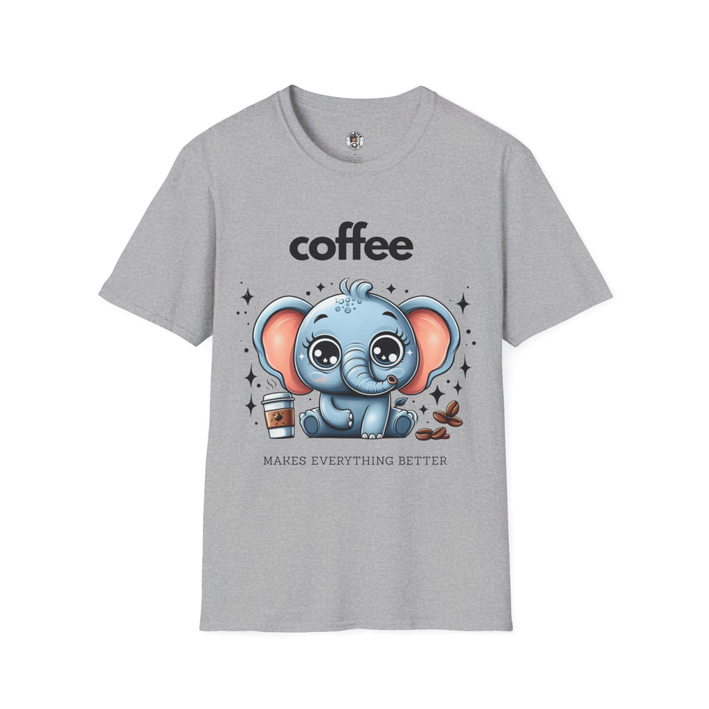 Coffee Makes Everything Better Cute Elephant Unisex Softstyle T-Shirt