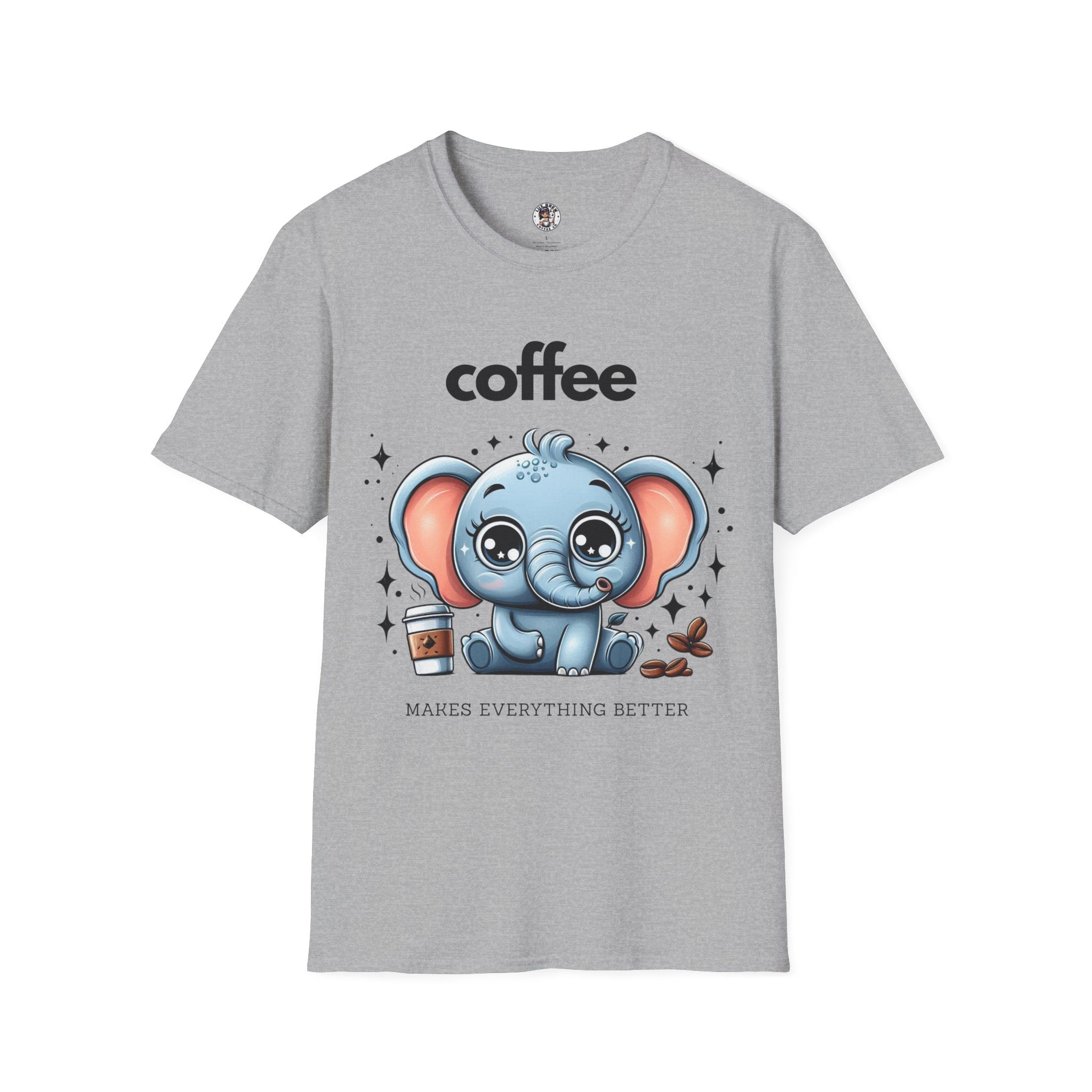 Coffee Makes Everything Better Cute Elephant Unisex Softstyle T-Shirt
