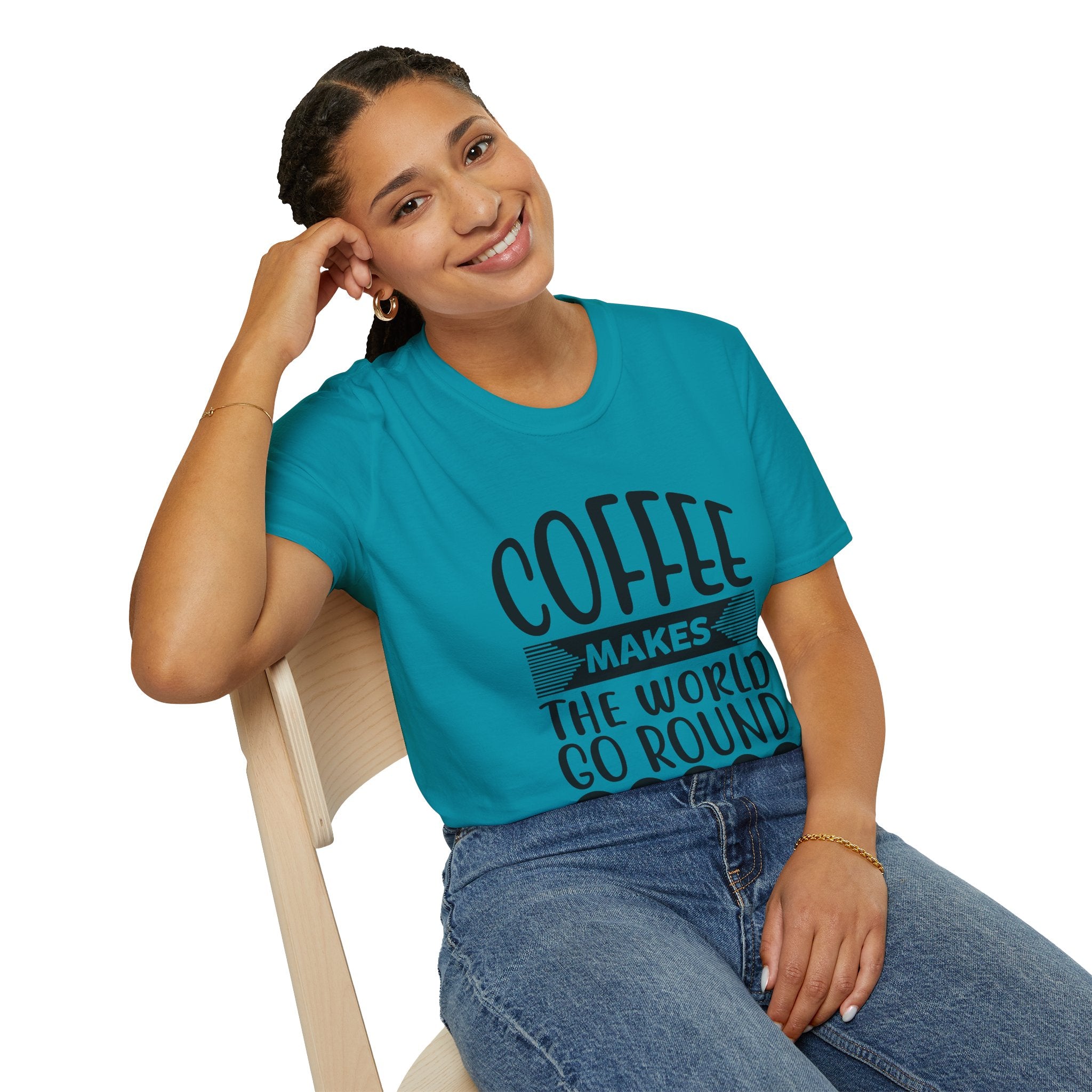Coffee makes the World go Round Unisex T-Shirt, Funny Coffee Sayings Tee, Coffee Lovers T-Shirt