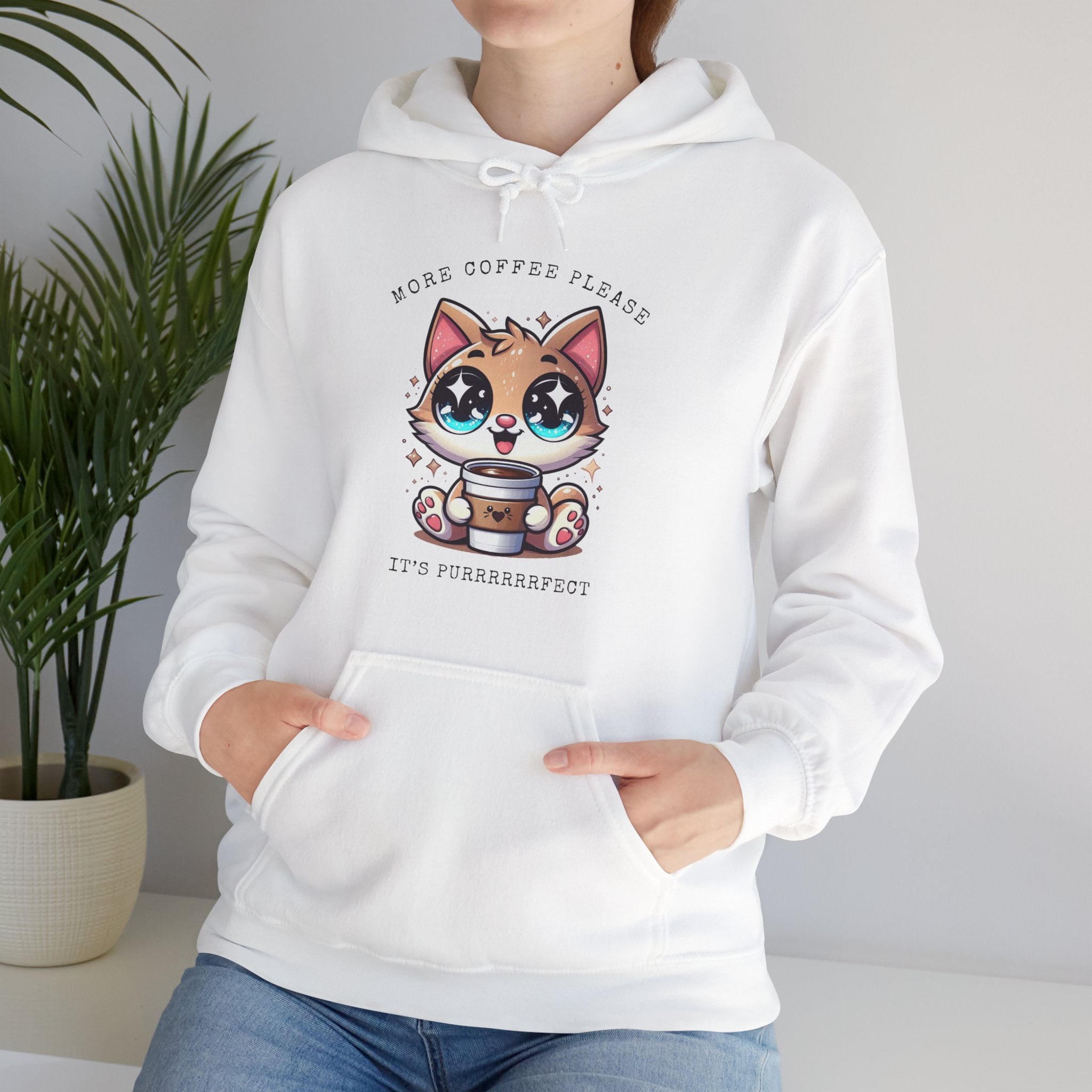 Coffee Cat Hoodie, Cute Cat Sweatshirt, Funny Animal Apparel, Gift for Cat Lovers, Cozy Cat Lover Hoodie