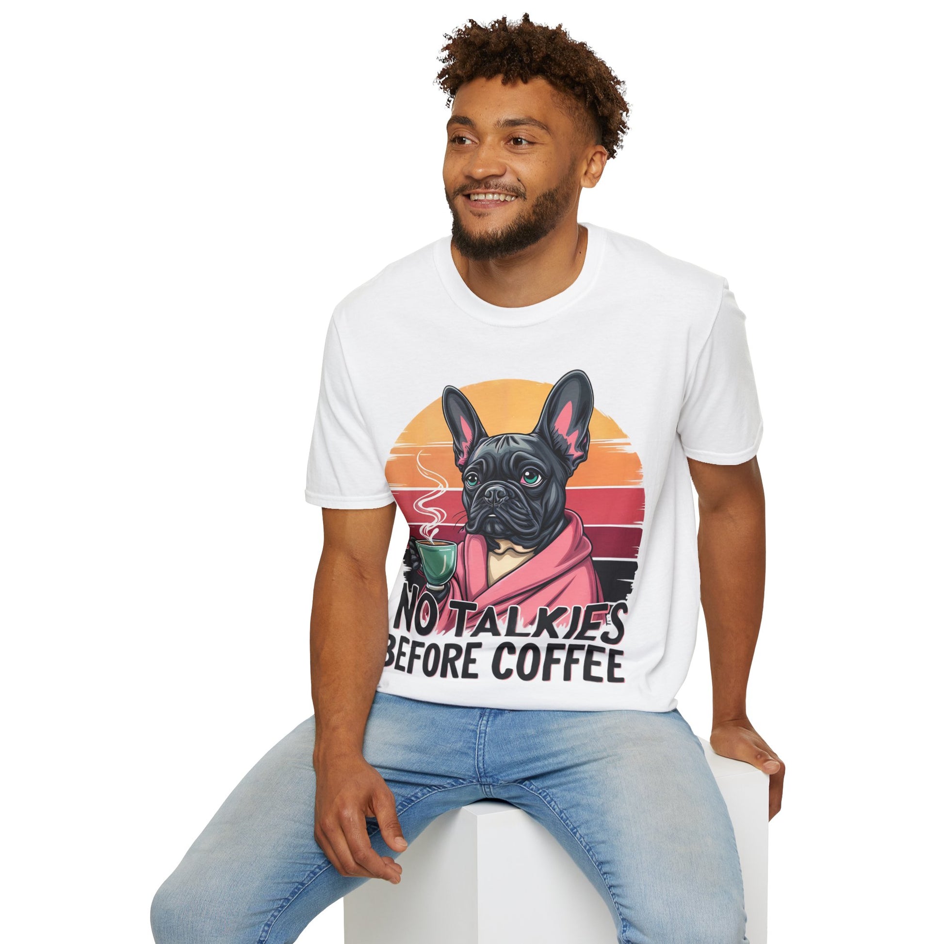 Funny Coffee Dog T-Shirt, Unisex Softstyle Tee, Great Gift for Dog Lovers, Coffee Lovers