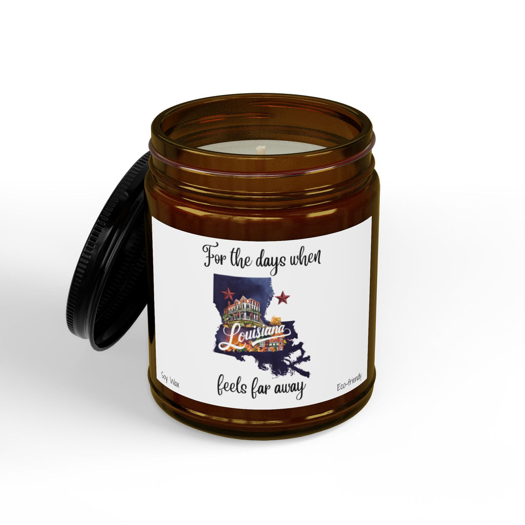 For the days when Louisiana feels far away, Homesick Louisiana Gift, State Candle,Souvenir, Scented Soy Candles Black Lid, Eco-friendly Gift