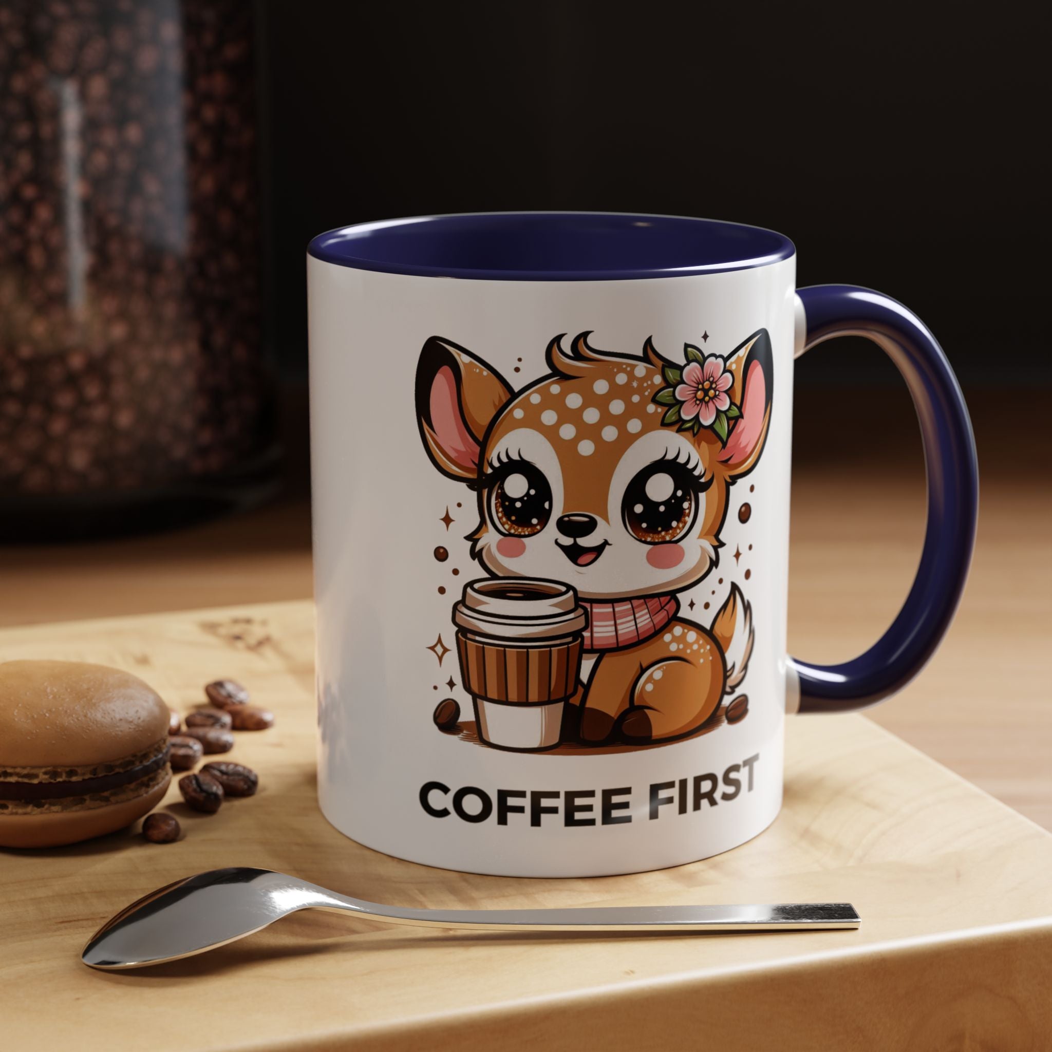 Cute Coffee Mug, Coffee First, Animal Lover Gift, Kawaii Mug, Adorable Animal Coffee Cup