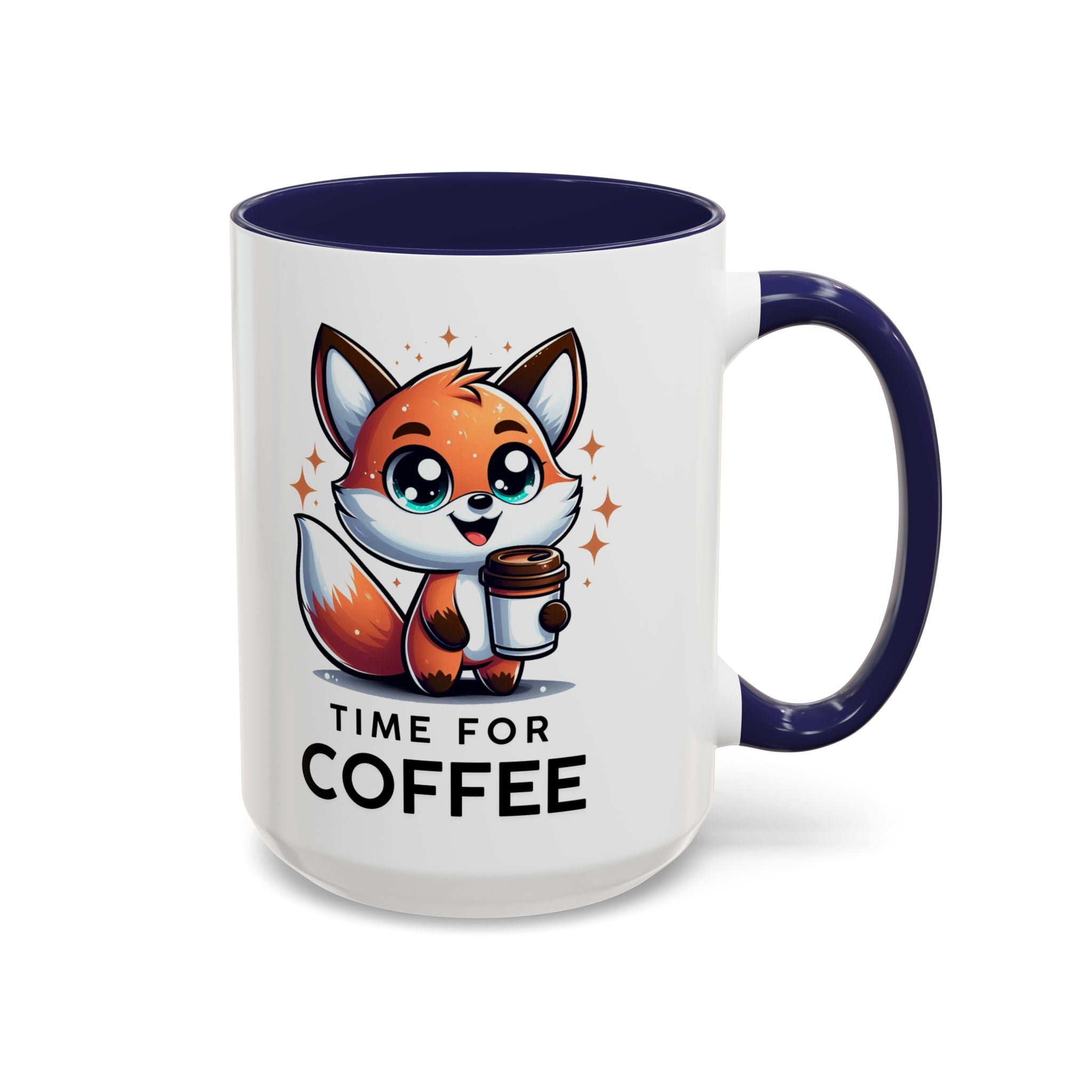 Cute Fox Coffee Mug - Time for Coffee, Animal Lover Gift, Fun Kitchenware, Personalize for Birthdays, Office Decor