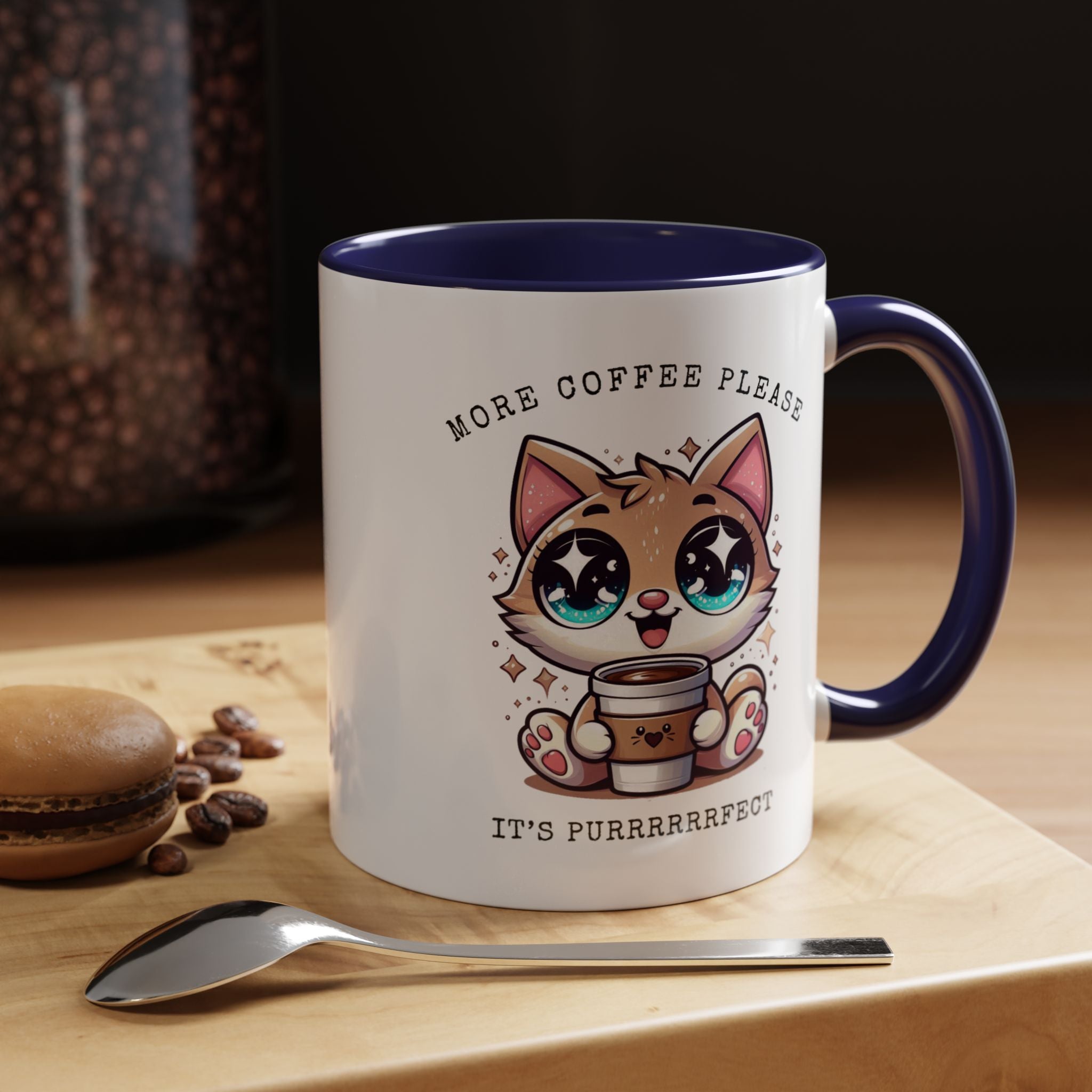 Cute Cat Coffee Mug - More Coffee Please, Adorable Gift for Cat Lovers, Fun Kitchen Decor, Perfect for Birthdays or Holidays