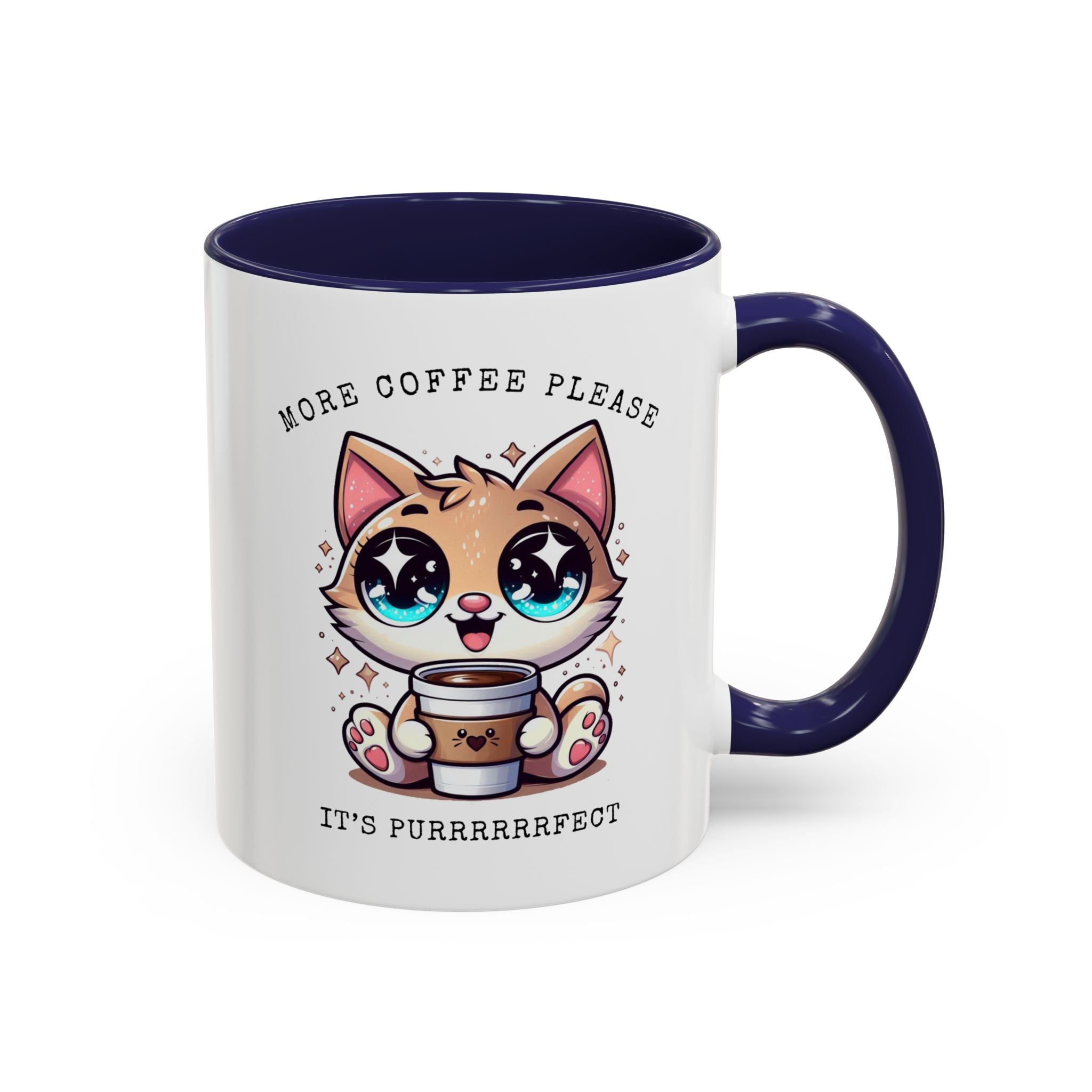 Cute Cat Coffee Mug - More Coffee Please, Adorable Gift for Cat Lovers, Fun Kitchen Decor, Perfect for Birthdays or Holidays
