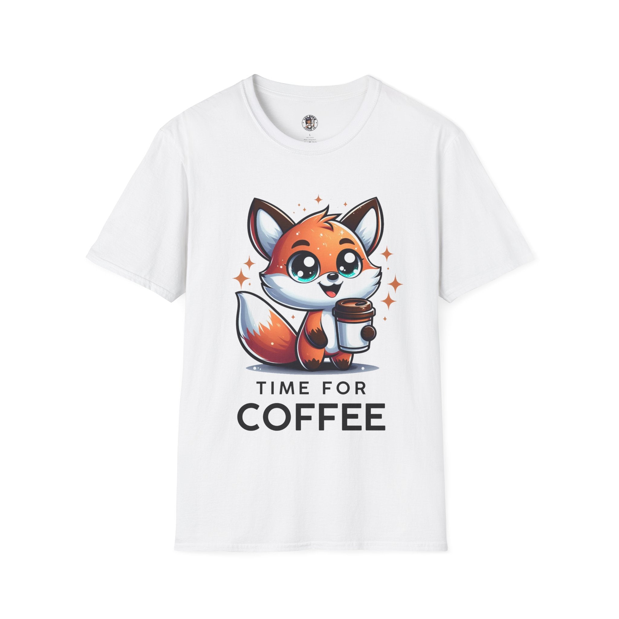 Time For Coffee Cute Fox Unisex Softstyle T-Shirt