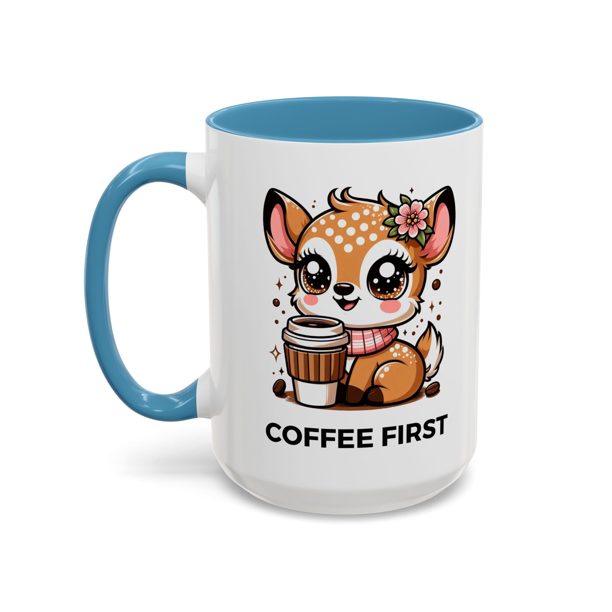 Cute Coffee Mug, Coffee First, Animal Lover Gift, Kawaii Mug, Adorable Animal Coffee Cup