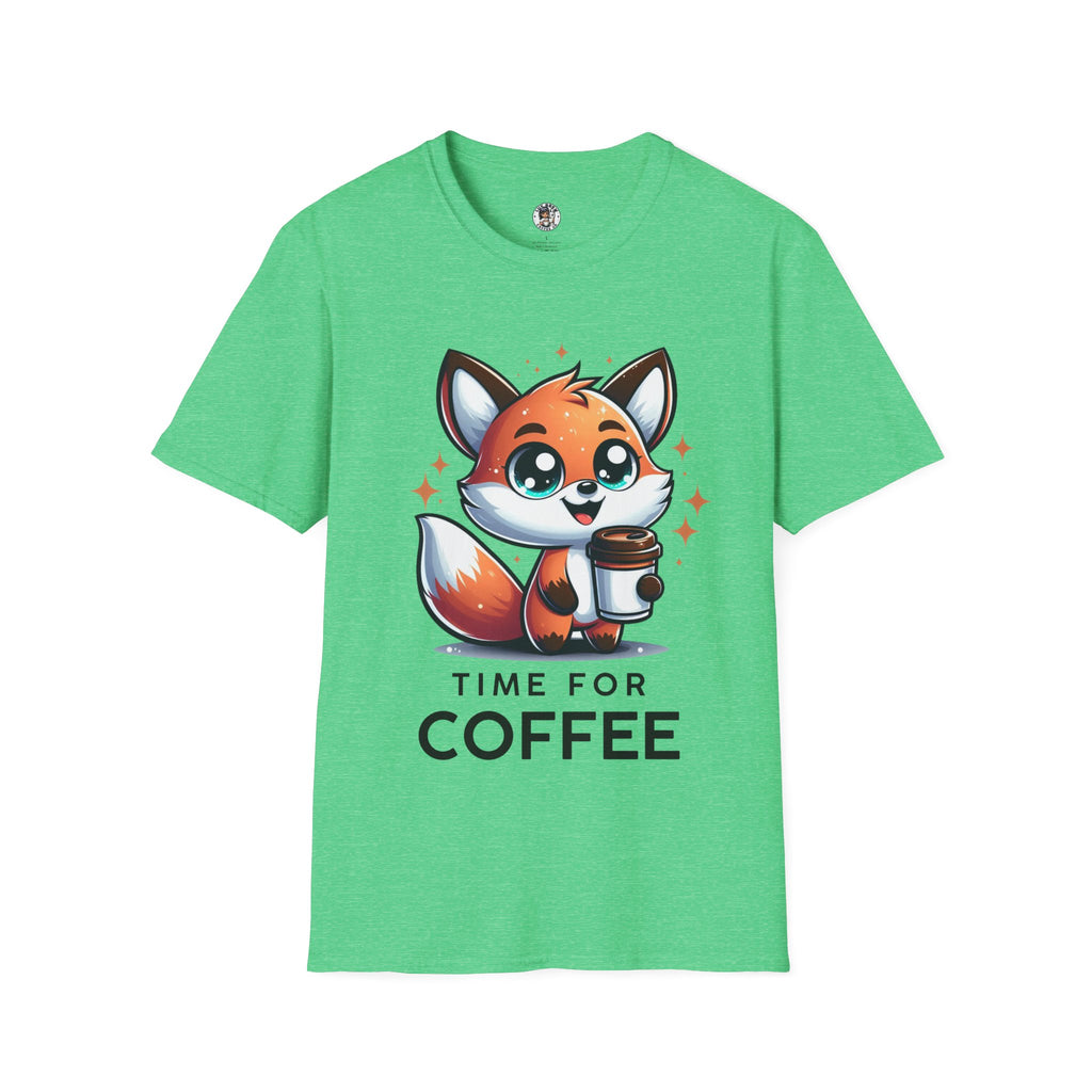 Time For Coffee Cute Fox Unisex Softstyle T-Shirt