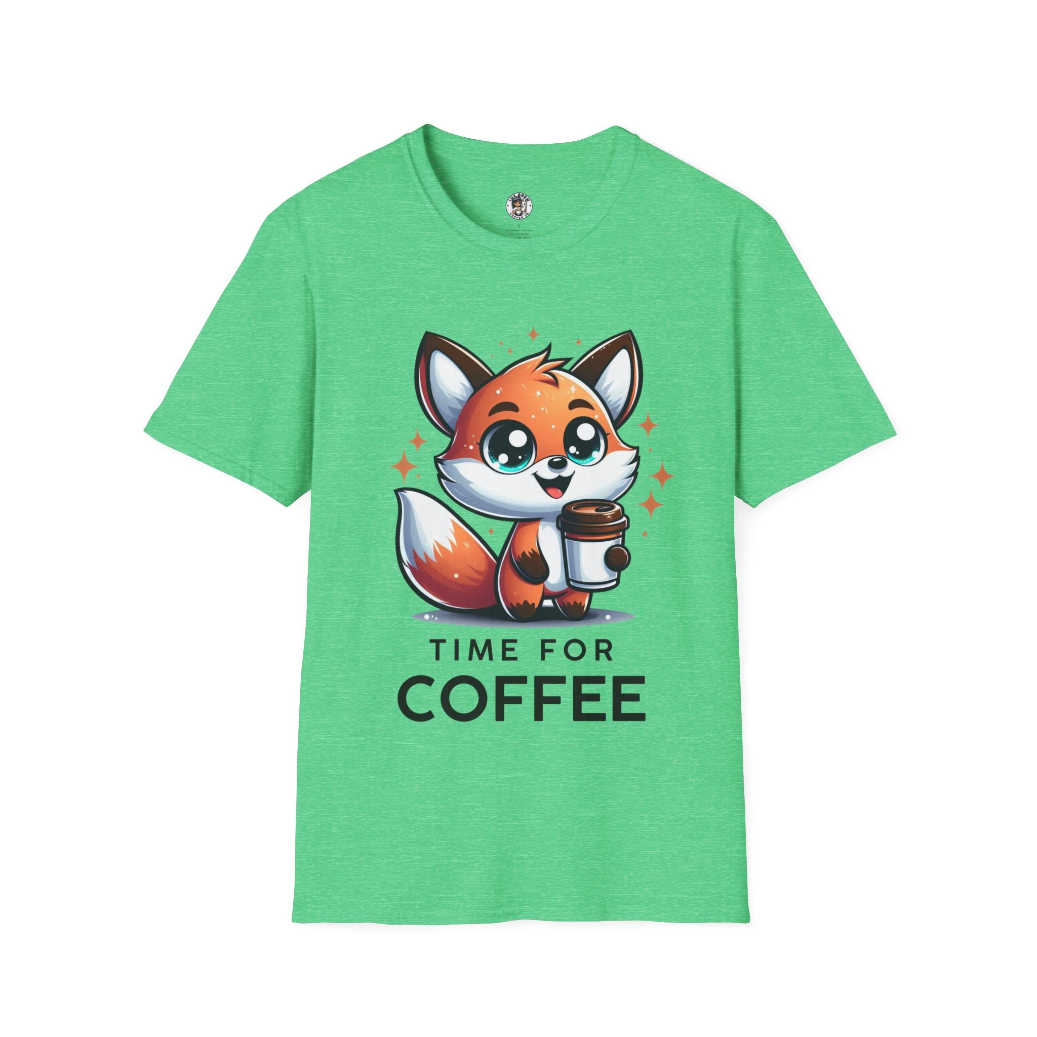Time For Coffee Cute Fox Unisex Softstyle T-Shirt
