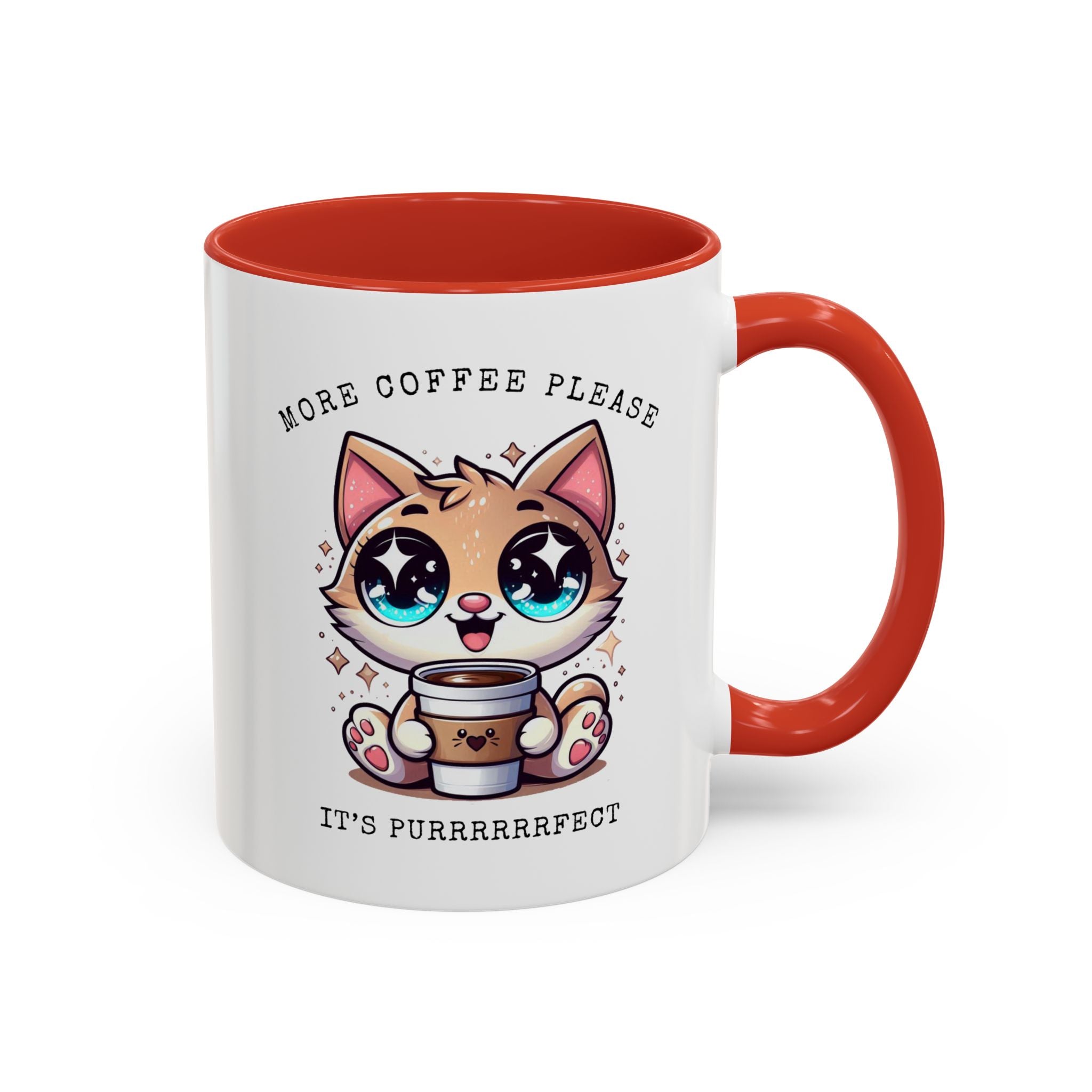 Cute Cat Coffee Mug - More Coffee Please, Adorable Gift for Cat Lovers, Fun Kitchen Decor, Perfect for Birthdays or Holidays