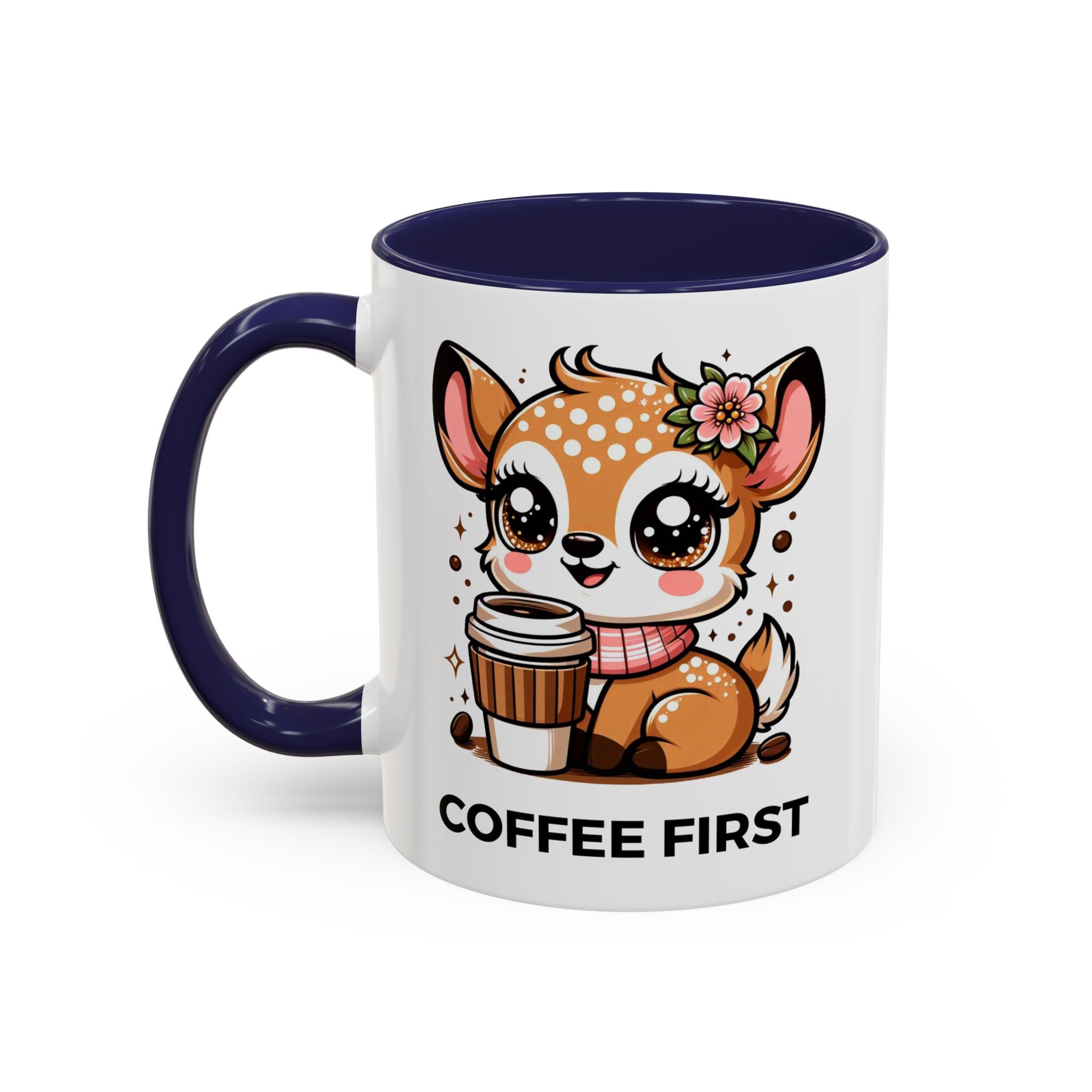 Cute Coffee Mug, Coffee First, Animal Lover Gift, Kawaii Mug, Adorable Animal Coffee Cup