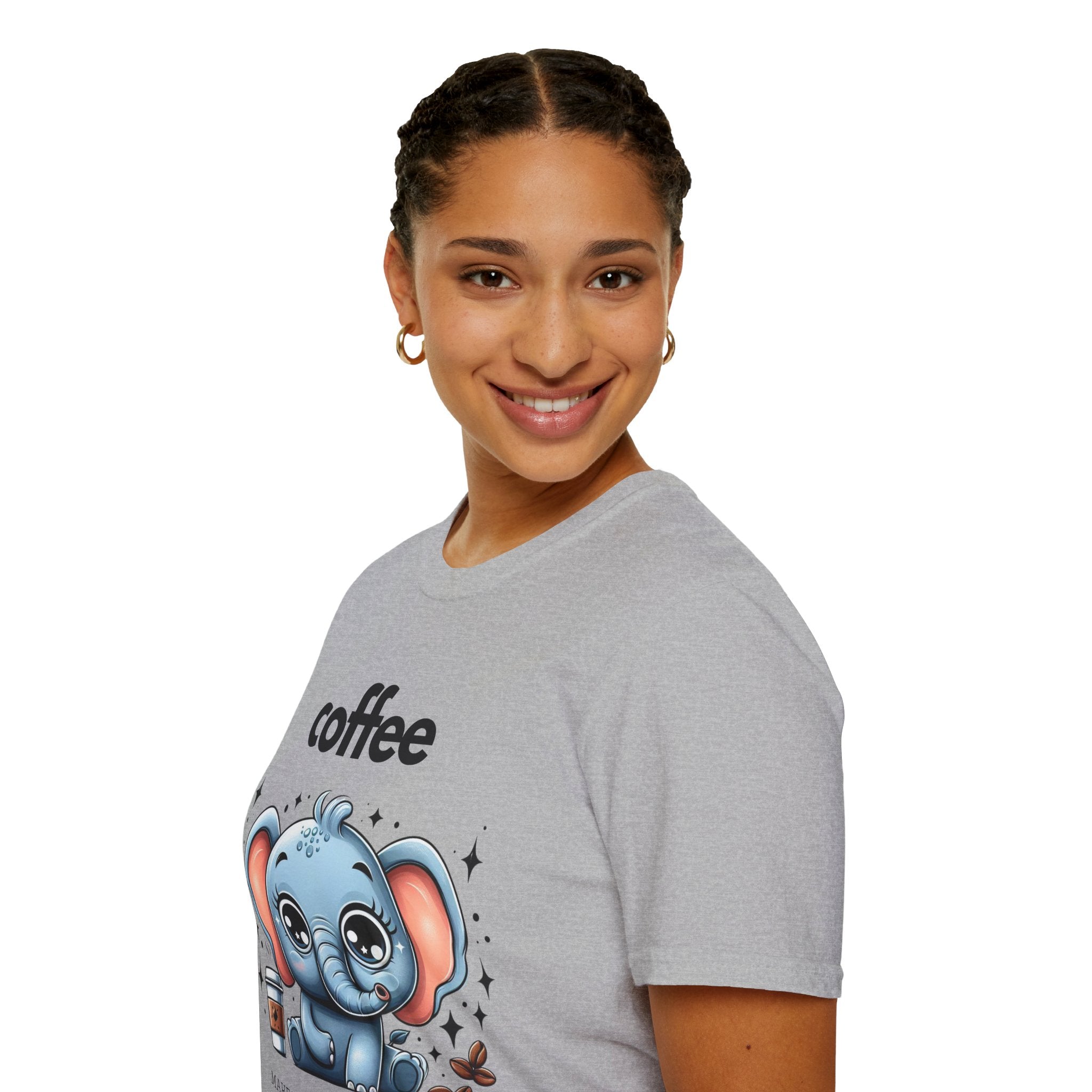 Coffee Makes Everything Better Cute Elephant Unisex Softstyle T-Shirt