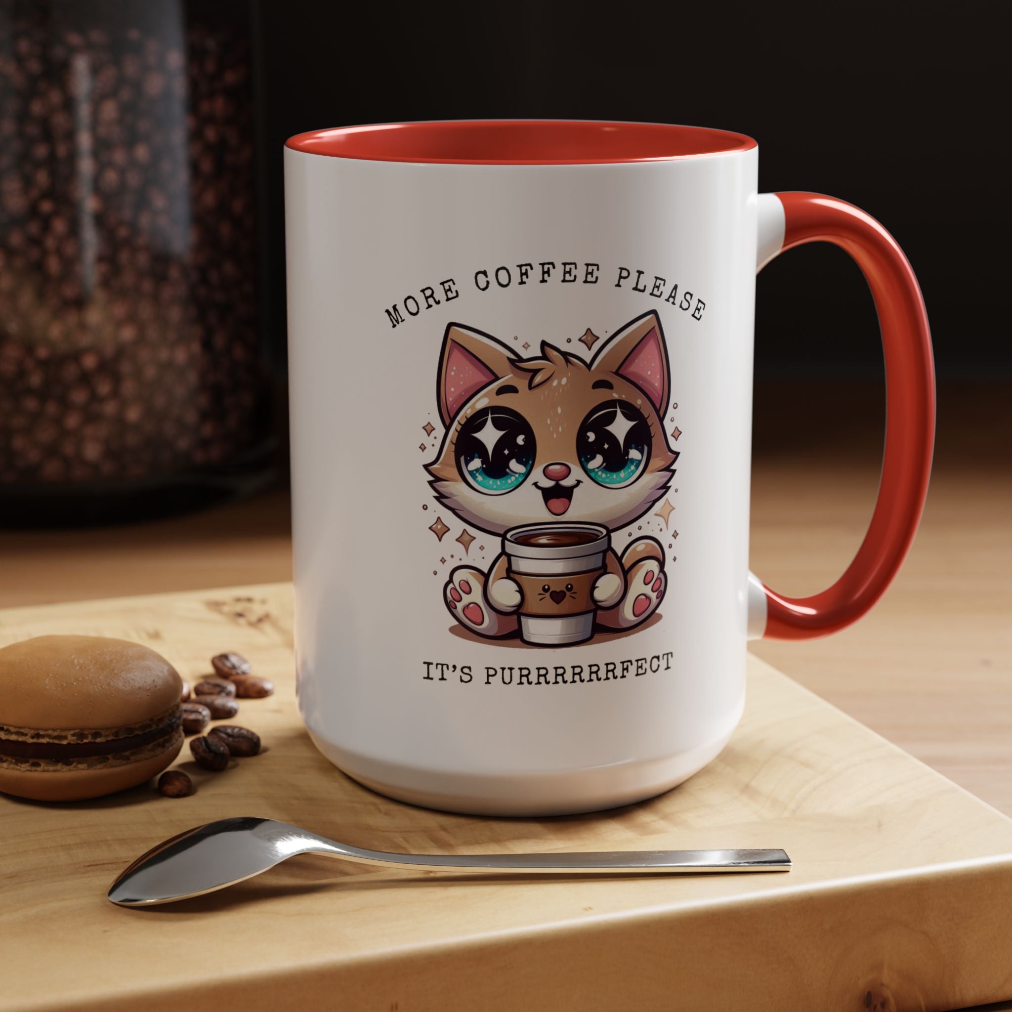 Cute Cat Coffee Mug - More Coffee Please, Adorable Gift for Cat Lovers, Fun Kitchen Decor, Perfect for Birthdays or Holidays