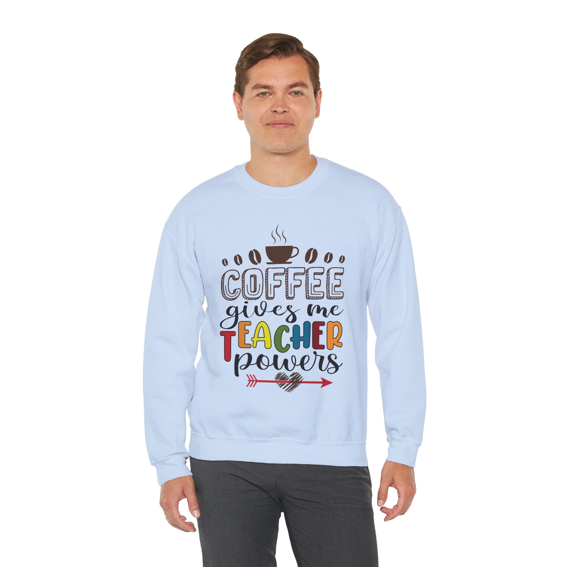 Coffee gives me Teacher Powers Sweatshirt, Teacher Unisex Heavy Blend™ Crewneck Sweatshirt, Teacher Coffee Lovers Sweatshirt