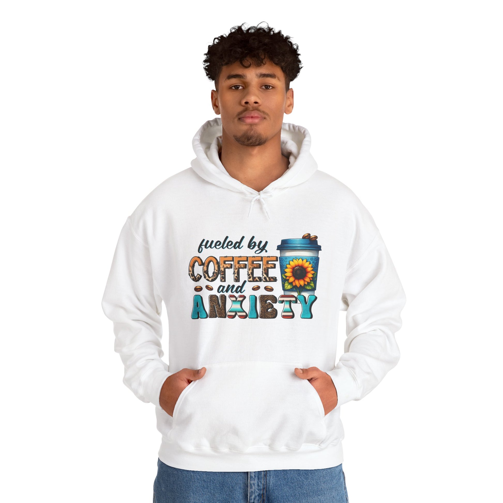 Fueled by Coffee and Anxiety Hoodie, Cozy Unisex Sweatshirt for Coffee Lovers