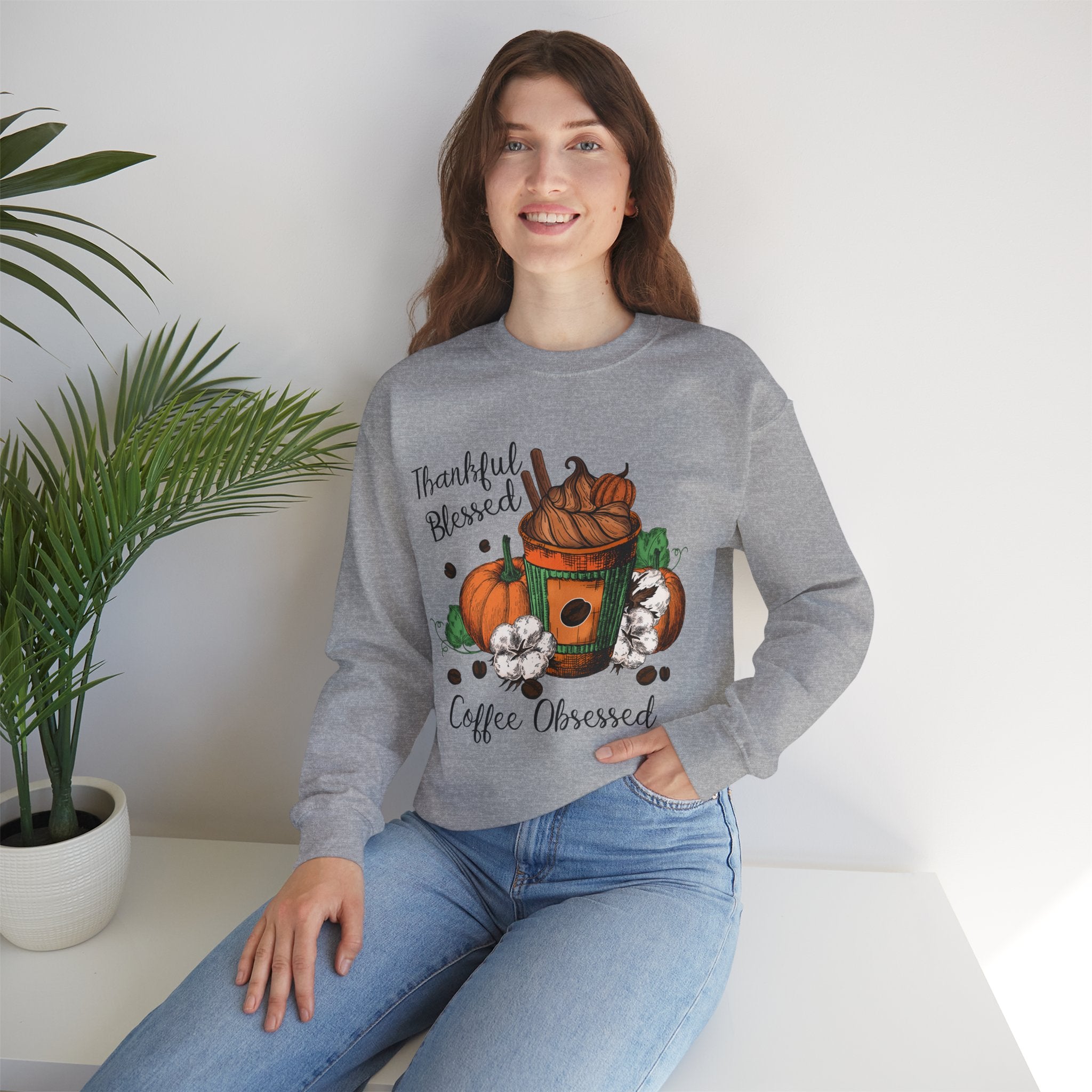 Thankful & Coffee Obsessed Crewneck Sweatshirt - Cozy Fall Fashion, Unisex Gift for Coffee Lovers, Autumn Style, Thanksgiving Apparel, [...]