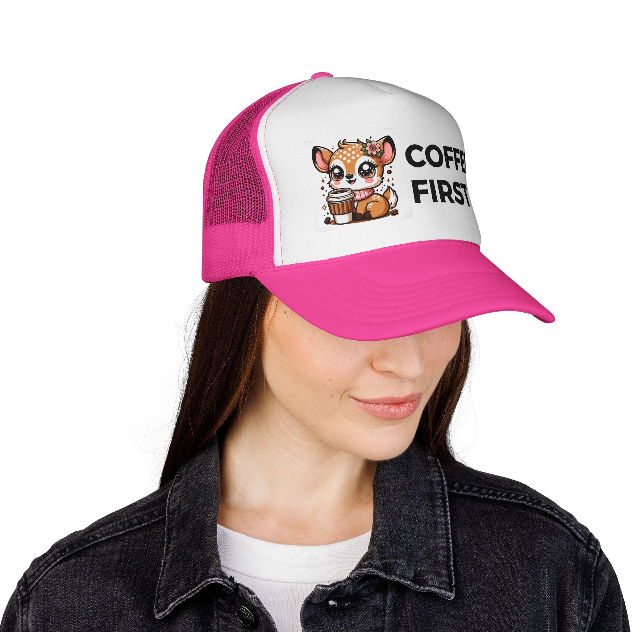 Coffee First Trucker Cap - Cute Animal Hat for Coffee Lovers, Adjustable Sun Hat, Gift for Baristas, Everyday Casual Wear, Fun [...]