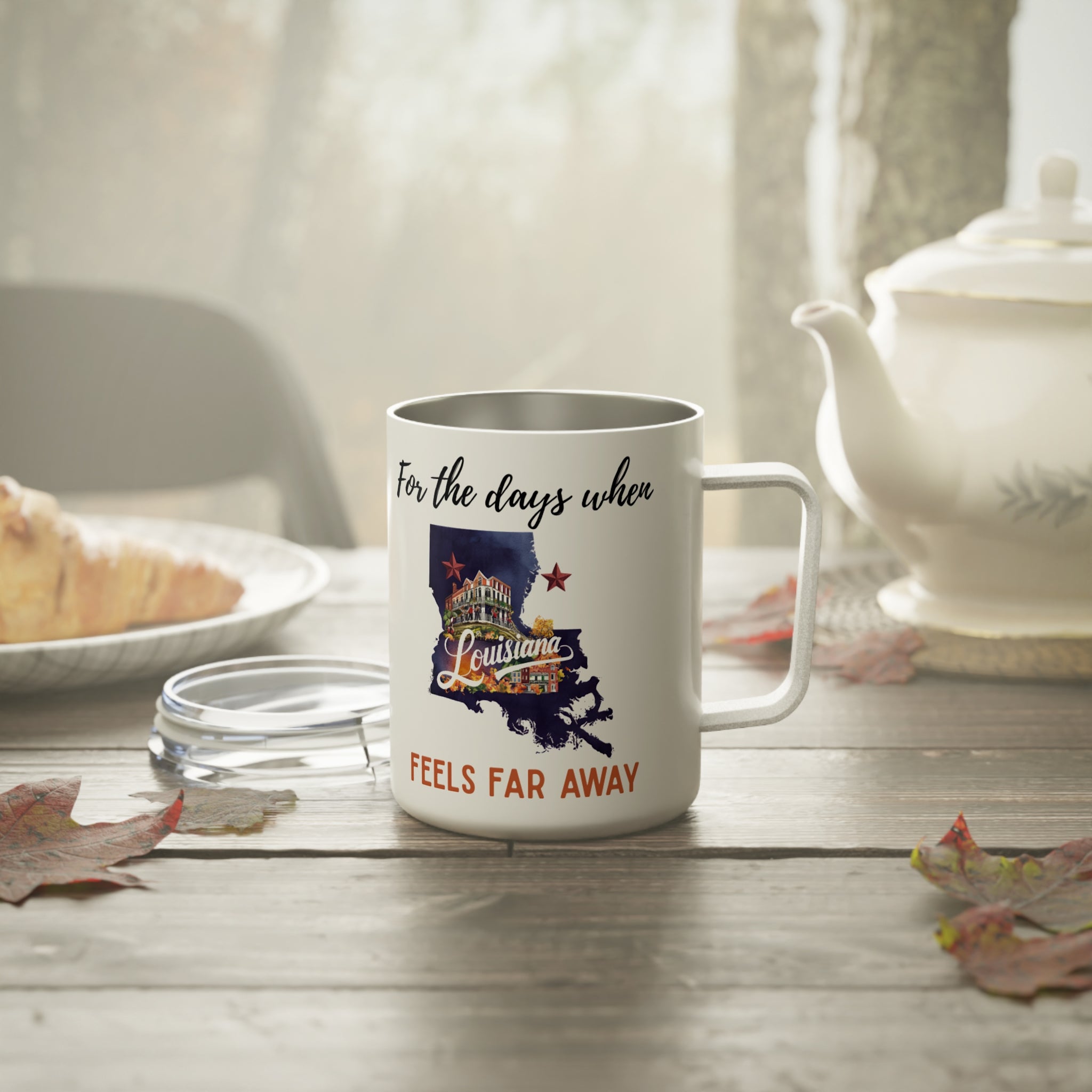 Louisiana feels far away Insulated Coffee Mug, Missing Louisiana Coffee tumbler, Homesick Mug