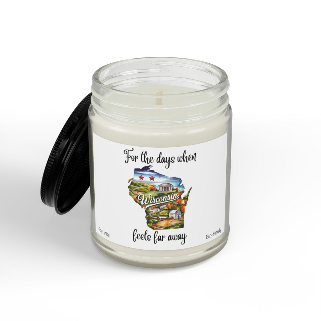 For the days when Wisconsin feels far away, Homesick Wisconsin Gift, State Candle, Wisconsin Souvenir,Soy Candles Black Lid, Retirement Gift